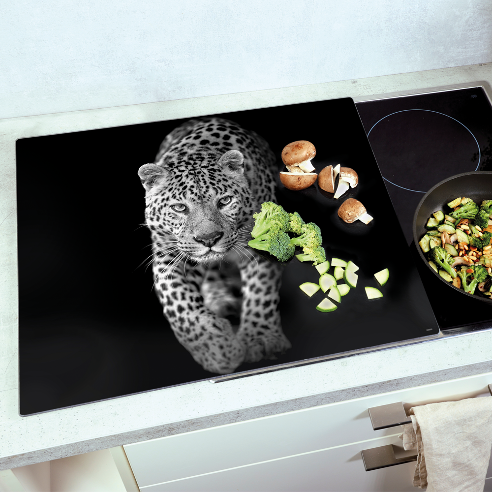KESPER® Schneide- und Abdeckplatte »Multi-Glasschneideplatte, Leopard« 6 rutschhemmende Gummifüße, aus gehärtetem Sicherheitsglas