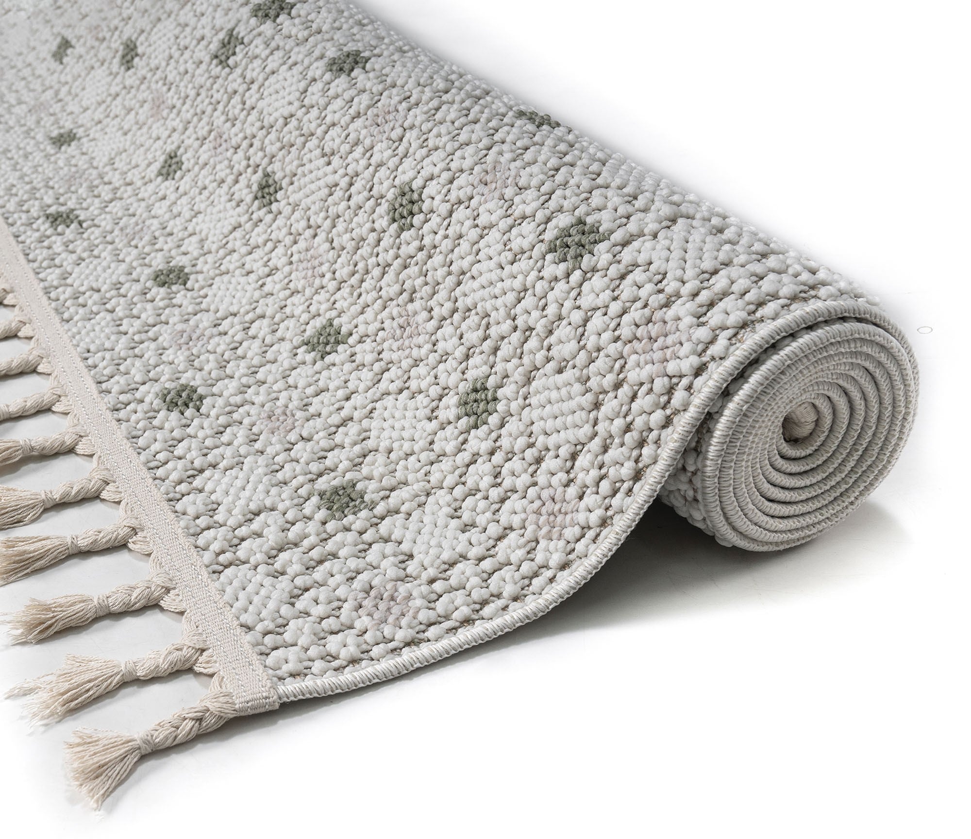 Bruno Banani Teppich »Dotty«, rechteckig, 6 mm Höhe, Woll-Optik, Hoch-Tief Struktur, In- und Outdoor geeignet, mit Fransen