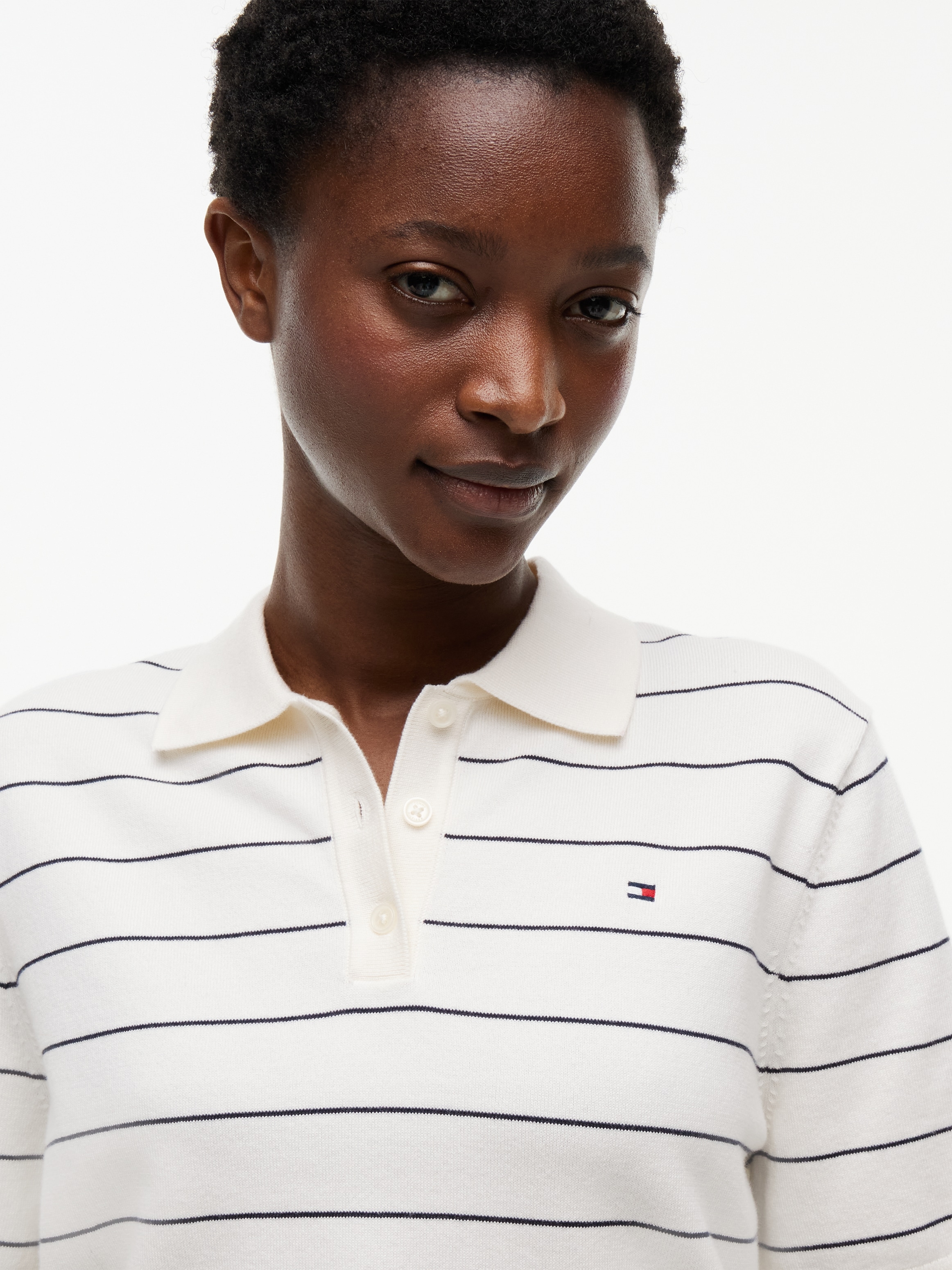 Tommy Hilfiger Polokragenpullover »JERSEY STITCH MINI POLO« Baumwollmischung, Polokragen, Kurzarm
