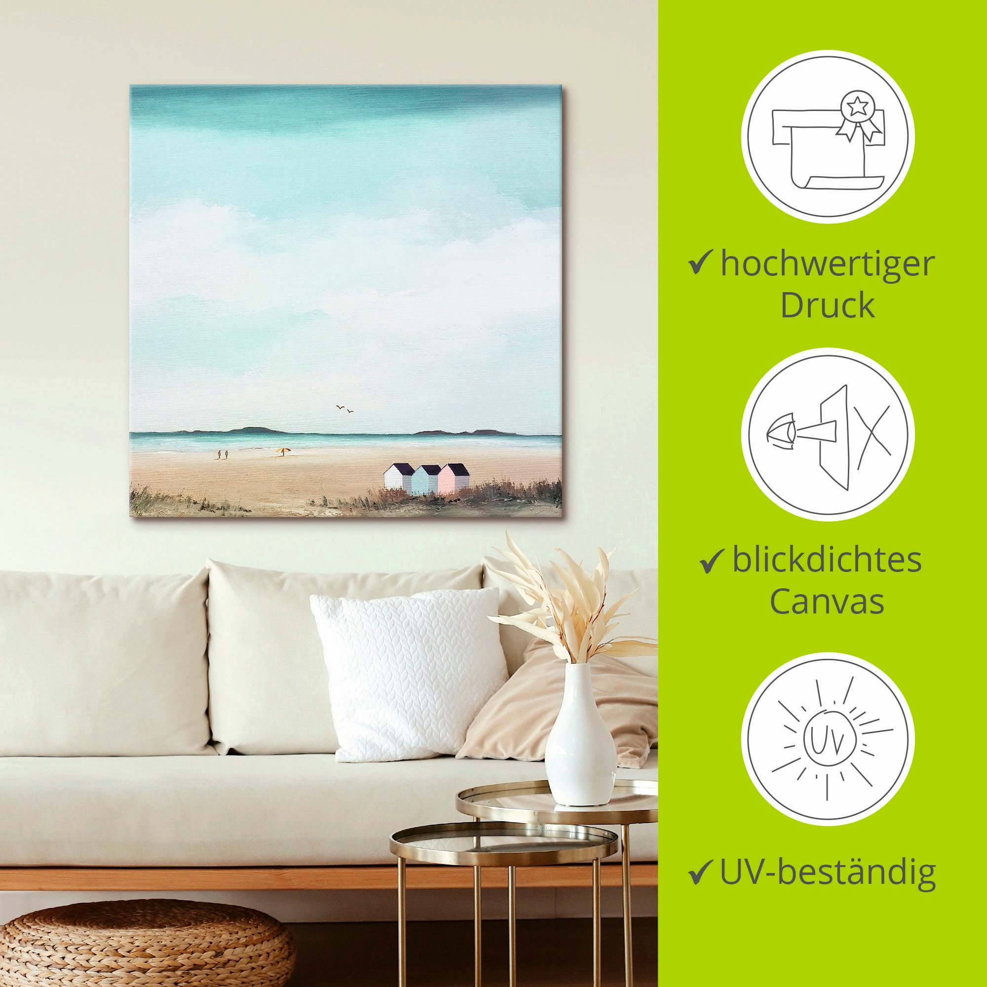 Artland Wandbild »Sonniger Morgen IV«, Strand, (1 St.), als Leinwandbild, Poster in verschied. Größen