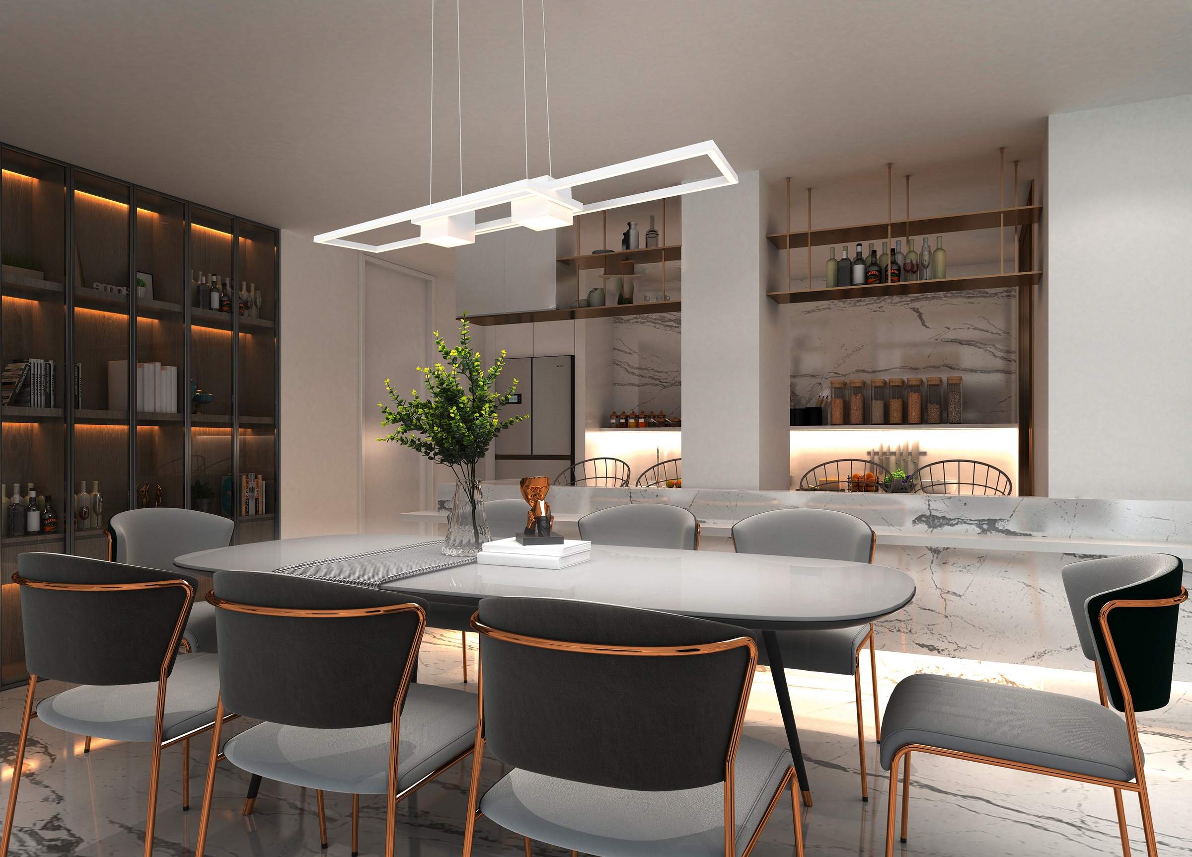 TRIO Leuchten LED Pendelleuchte »ALBANY, LED Hängelampe Wohnzimmer mit Fernbedienung, dimmbar, CCT«, 1 flammig, Leuchtmittel LED-Board | LED fest integriert, Lichtfarbe einstellbar, Memoryfunktion, Nachtlicht, up-and-down Licht