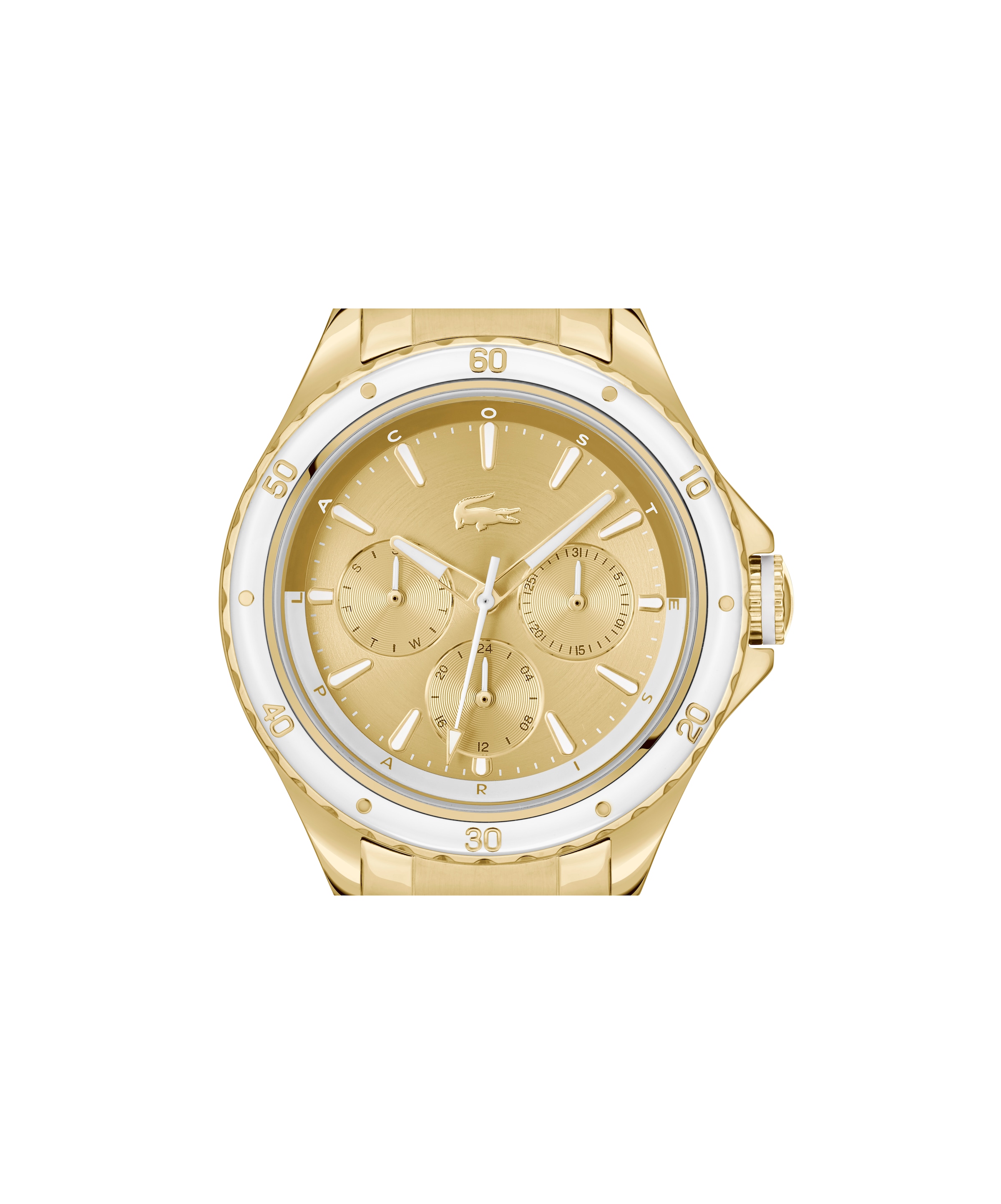 Lacoste Multifunktionsuhr »SANTORINI« Quarzuhr, Armbanduhr, Damenuhr, Edelstahlarmband, analog