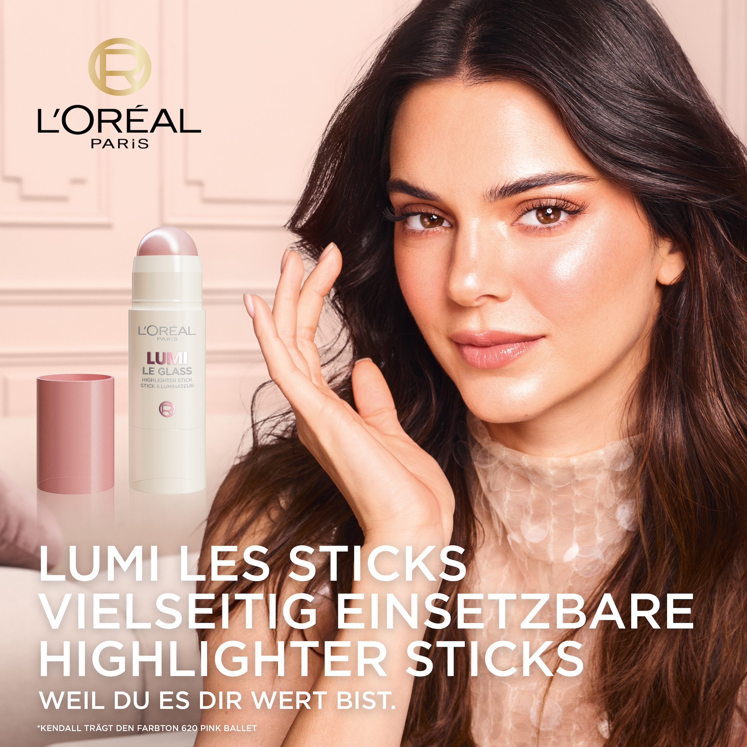 L'ORÉAL PARIS Highlighter »L'Oréal Paris Lumi Le Glass Highlighter Stick«, Reflektierender Wet-Look, hält den ganzen Tag, einfach aufzutragen.