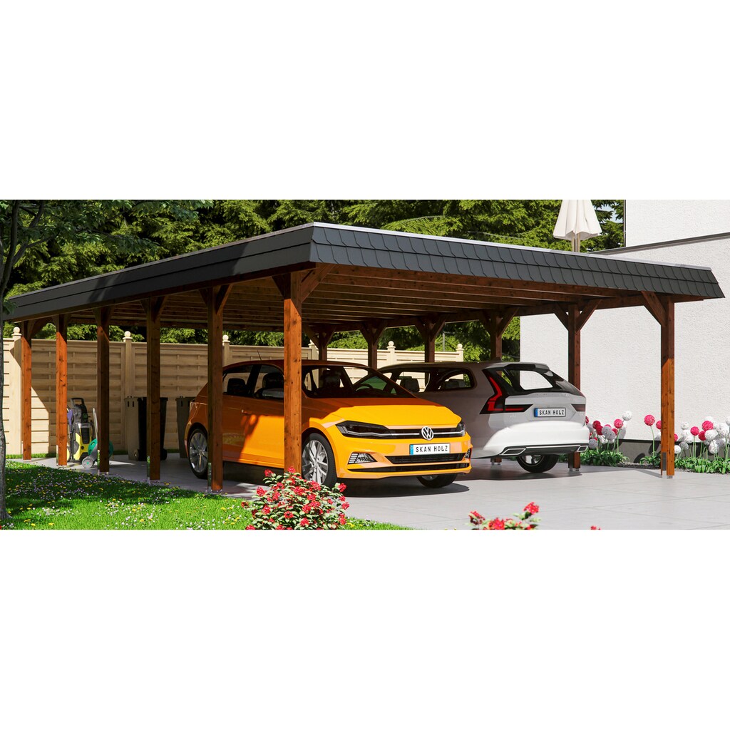 Skanholz Doppelcarport »Spreewald«, Fichtenholz, 530 cm, braun