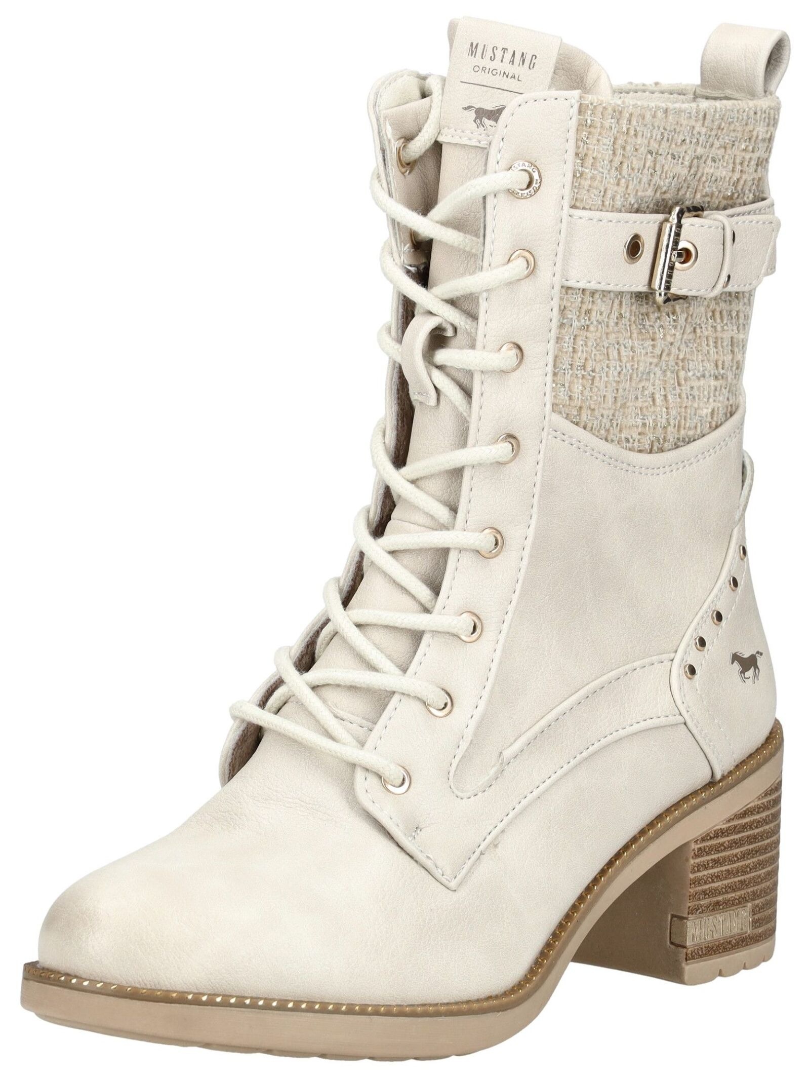 Mustang Shoes Schnürstiefelette "Mustang Shoes Stiefelette Lederimitat/Text günstig online kaufen