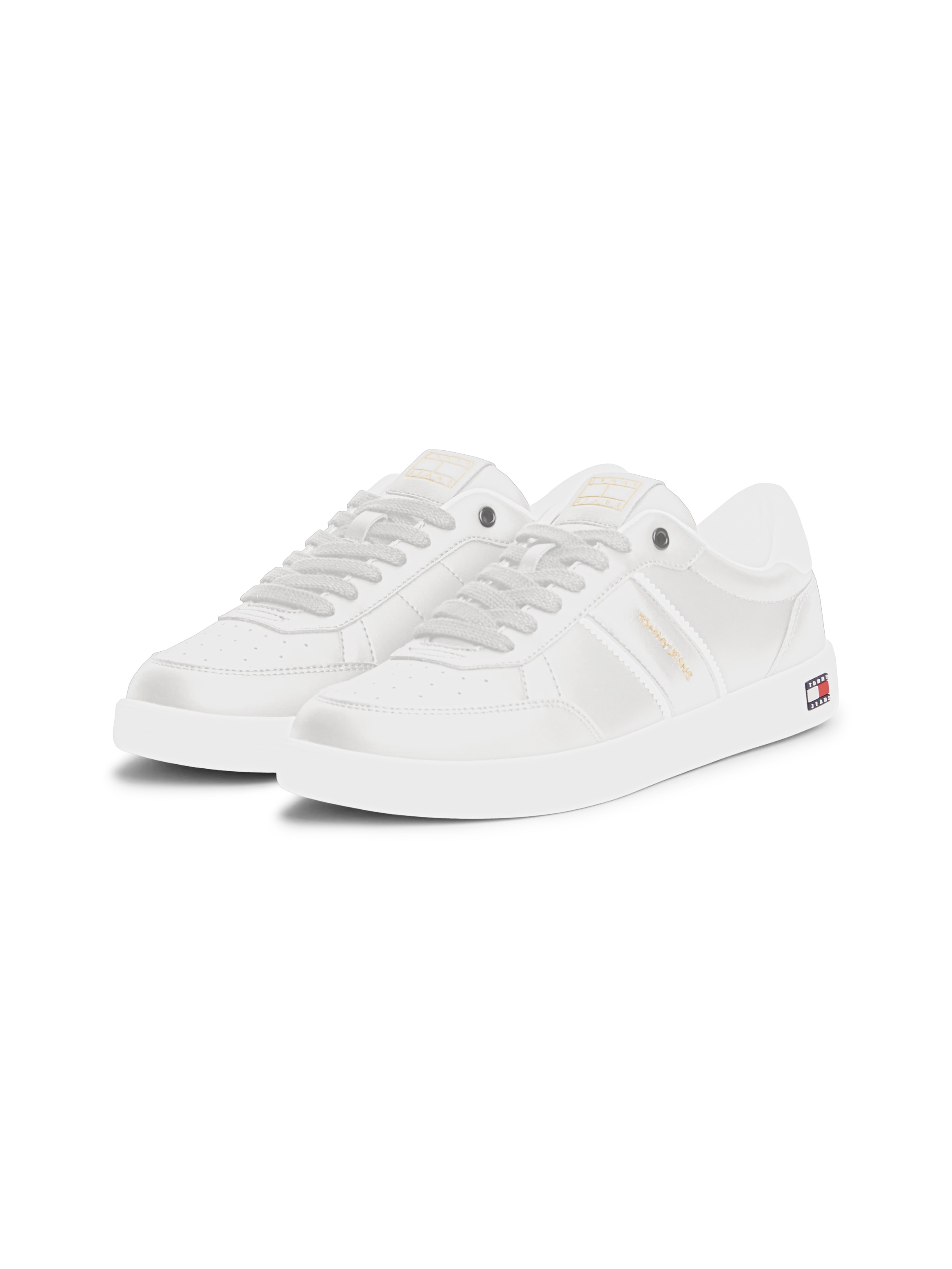 Tommy Jeans Sneaker "LIGHTWEIGHT FLAG LEATHER COURT" Freizeitschuh, Halbschuh, Schnürer mit Logoflagge im Plateau