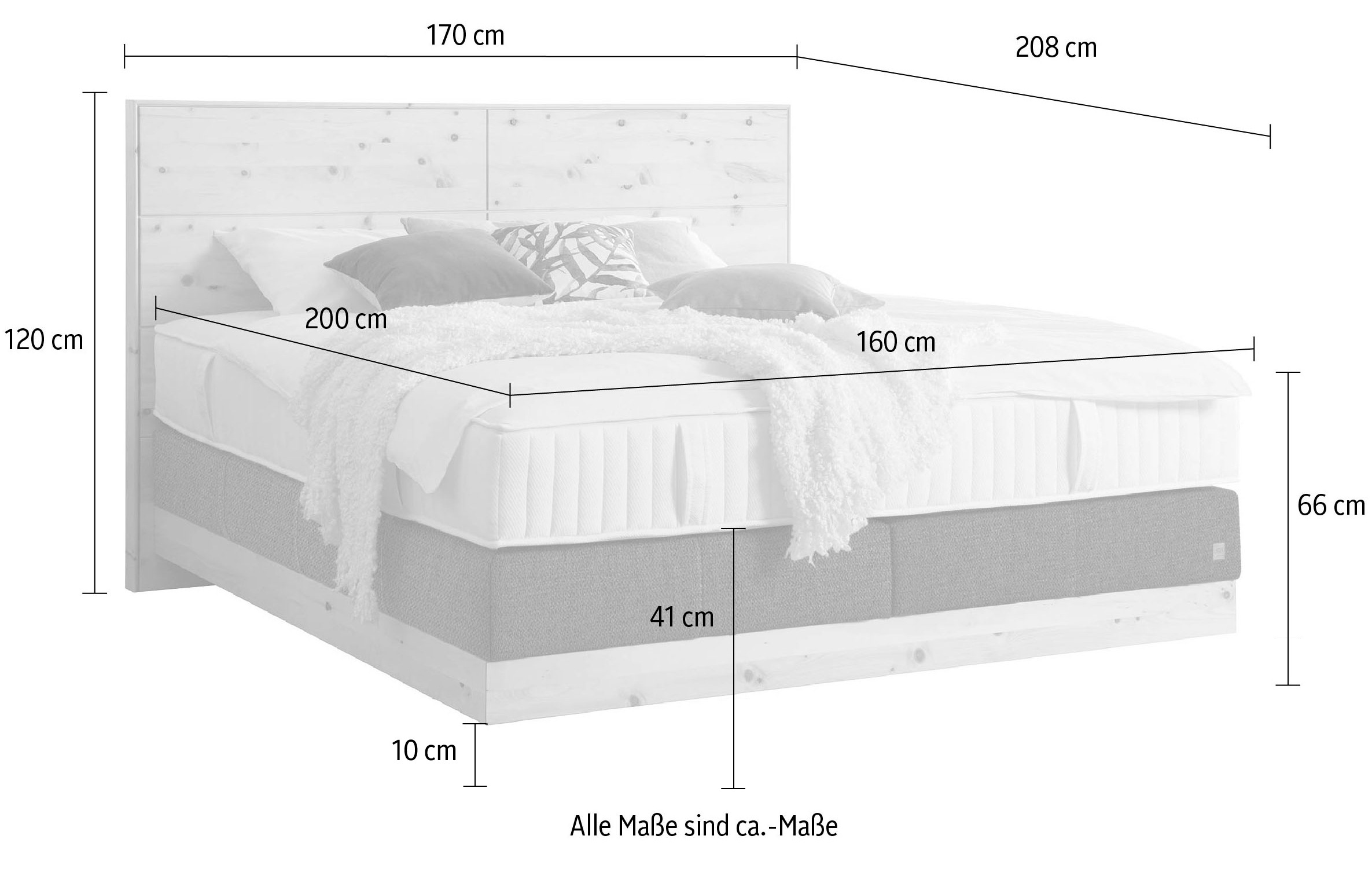 ADA premium Boxspringbett »Chalet«, Grand Comfort TF 1000 PM, Zirbenholz natur geölt