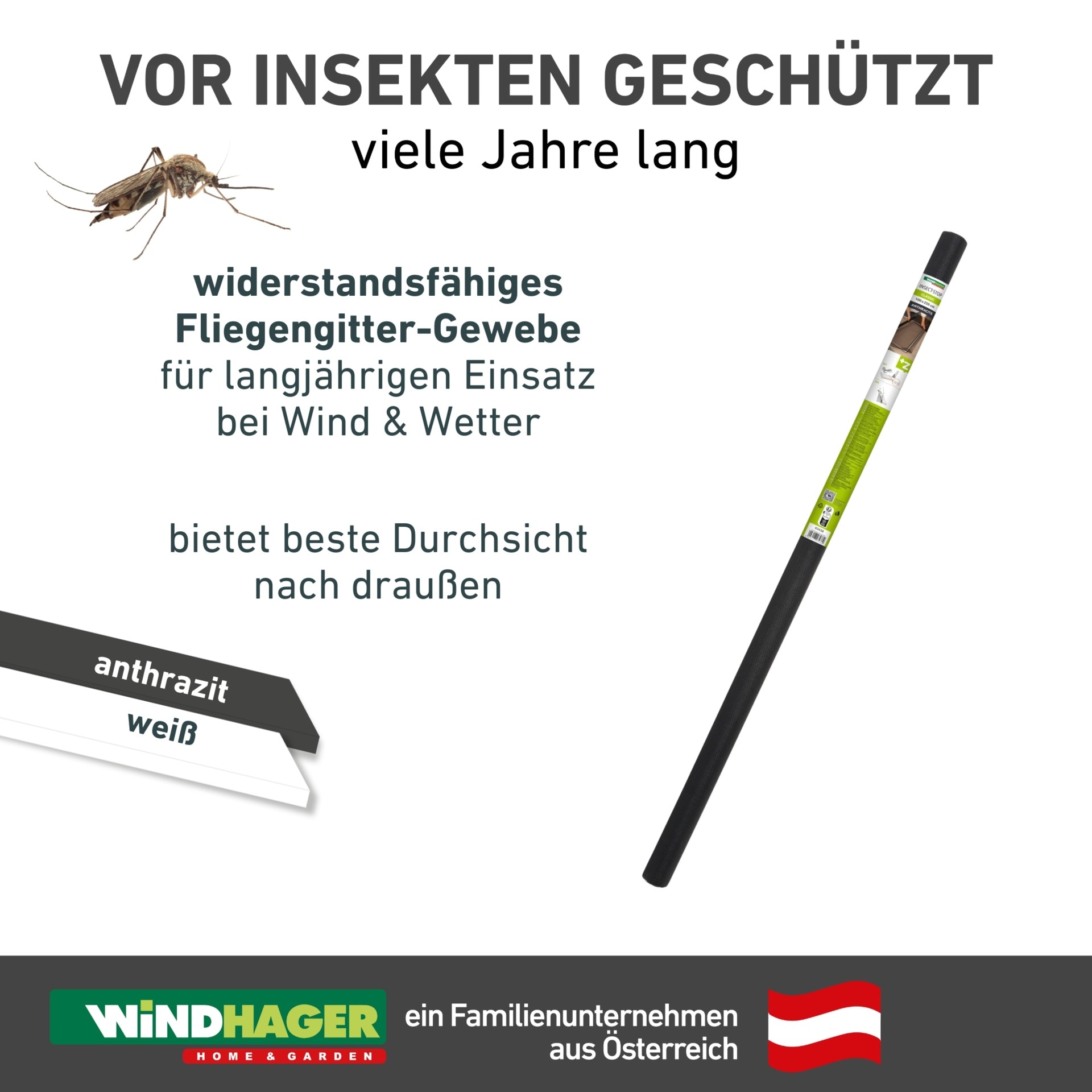 Windhager Moskitonetz »für Fenster, Balkon- und Terrassentüren, Moskitontez ohne Bohren« 1 Stk. tlg. Insektenschutzgitter 100 x 120 cm, erhältlich in anthrazit oder weiß