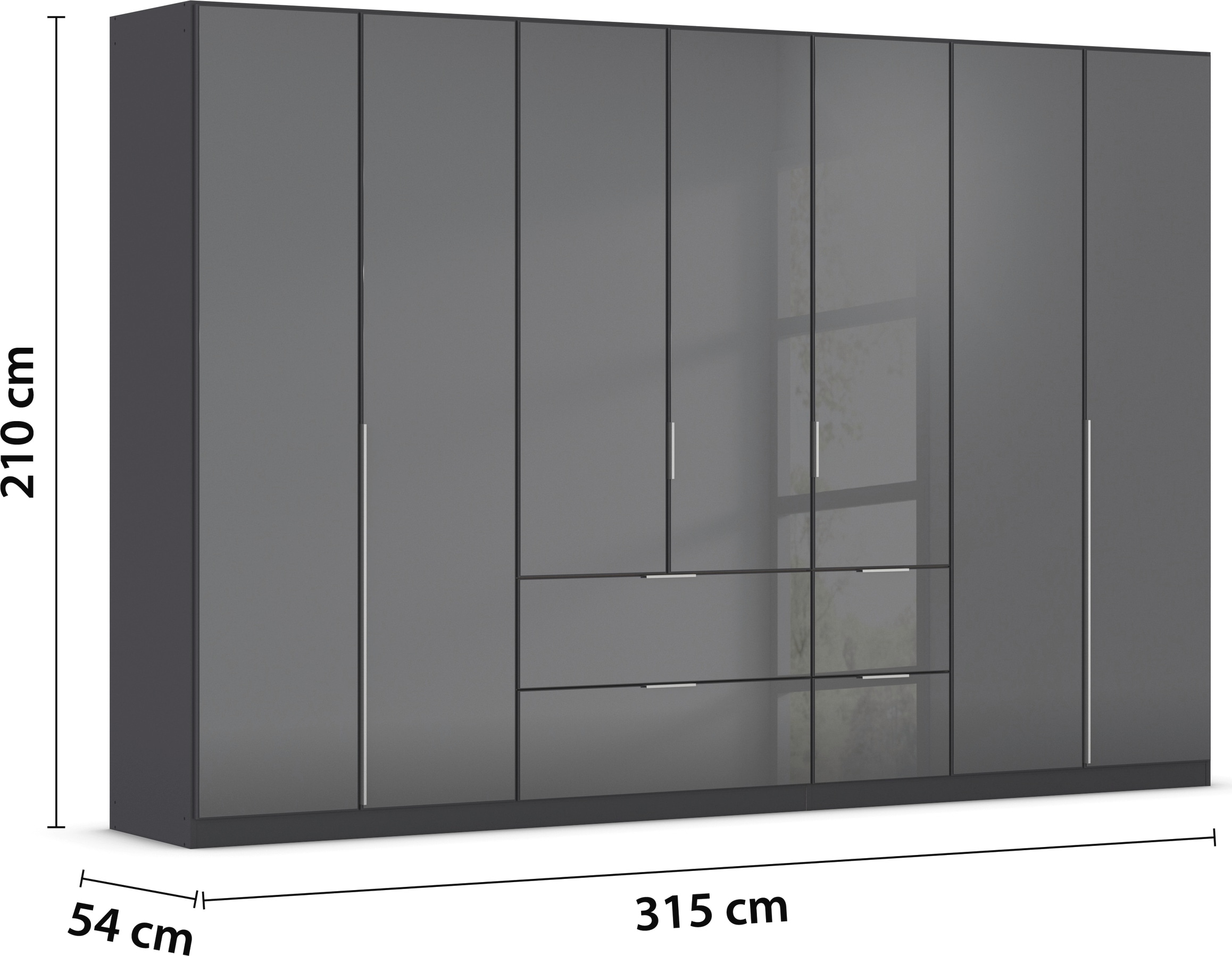 rauch Drehtürenschrank »Kleiderschrank Kleiderschränke Schrank Garderobe AGORDO mit Glasfront«, (in zwei Griff-Farben mit Glasfront), mit Außenschubkästen, in 6 Breiten und 2 Höhen MADE IN GERMANY
