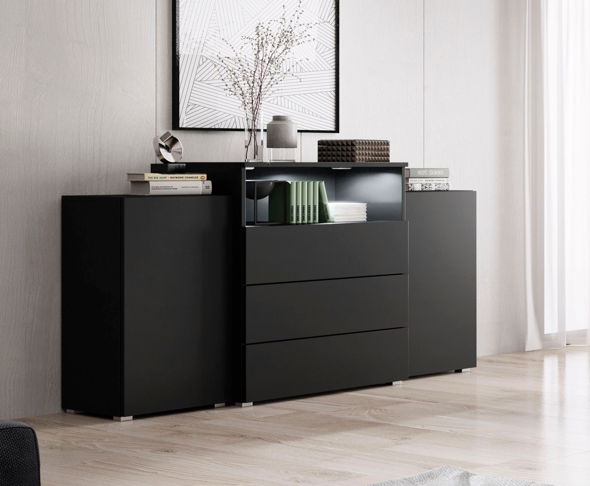 INOSIGN Sideboard "URBAN III", Moderne Kommode mit 3 Schubladen und 4 Fäche günstig online kaufen