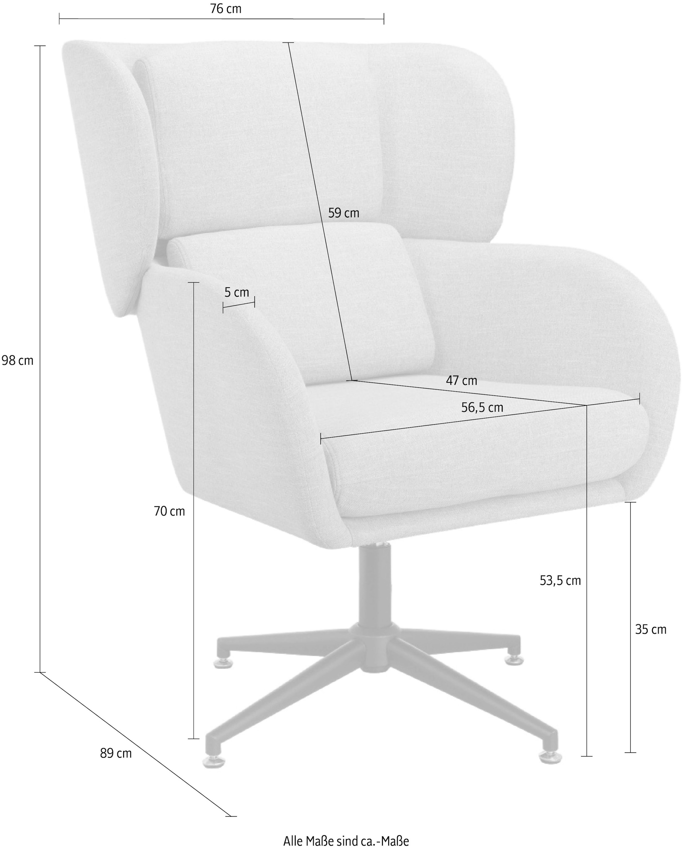 andas Drehsessel »Starup, TV-Sessel, Ohrensessel mit Drehfunktion und«, schwarzen Metallfuss, pulverbeschichtet