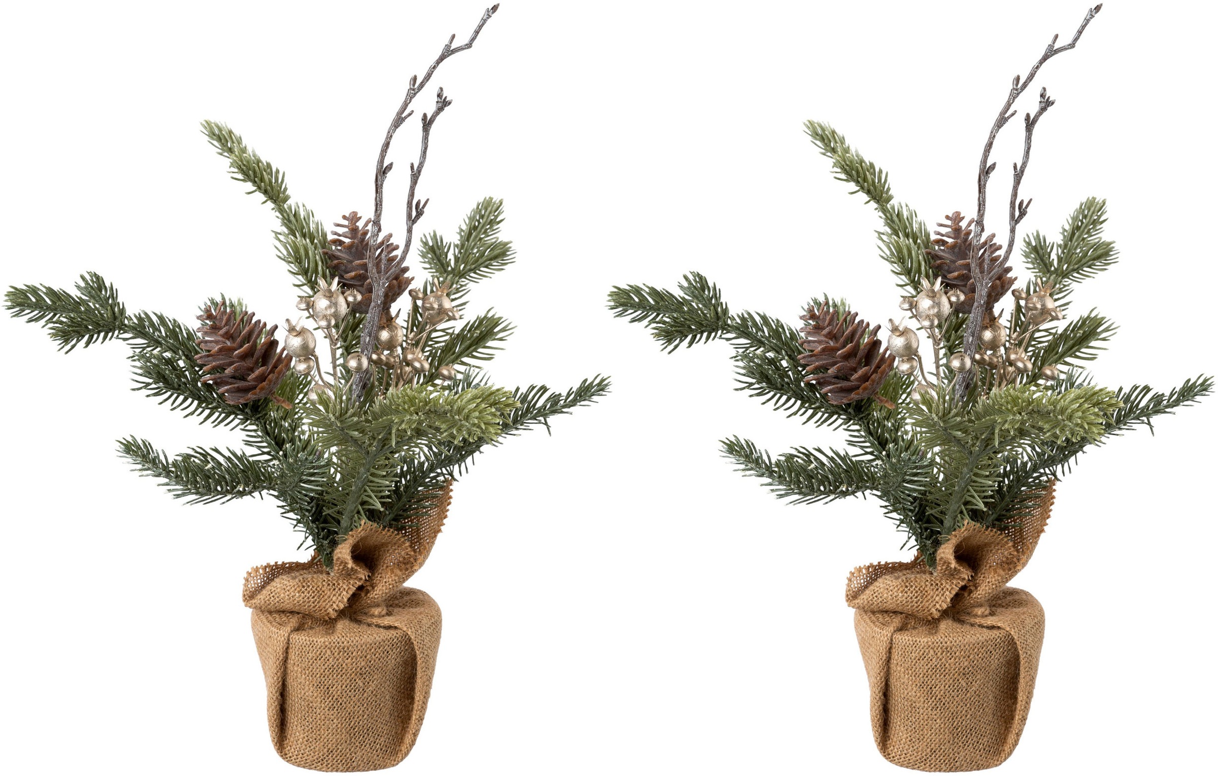 Künstlicher Weihnachtsbaum CREATIV GREEN "Weihnachtsdeko, künstlicher Christbaum, Tannenbaum", grün, H:36cm, Kunststoff, Weihnachtsbäume, Kunstweihnachtsbäume, im Jutesäckchen