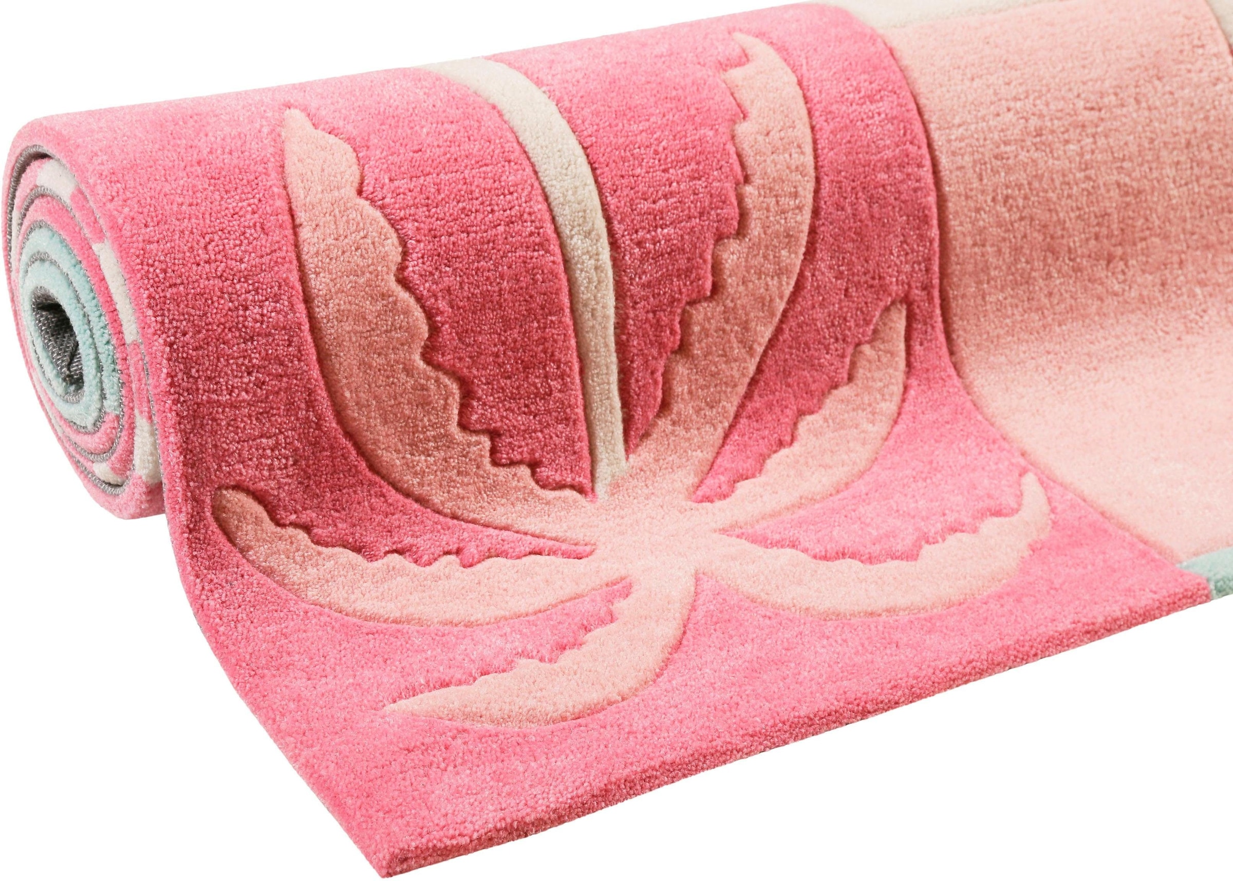 SMART KIDS Kinderteppich »Fruity Flamingo«, rechteckig, 9 mm Höhe, Flamingos Palmen, Konturenschnitt