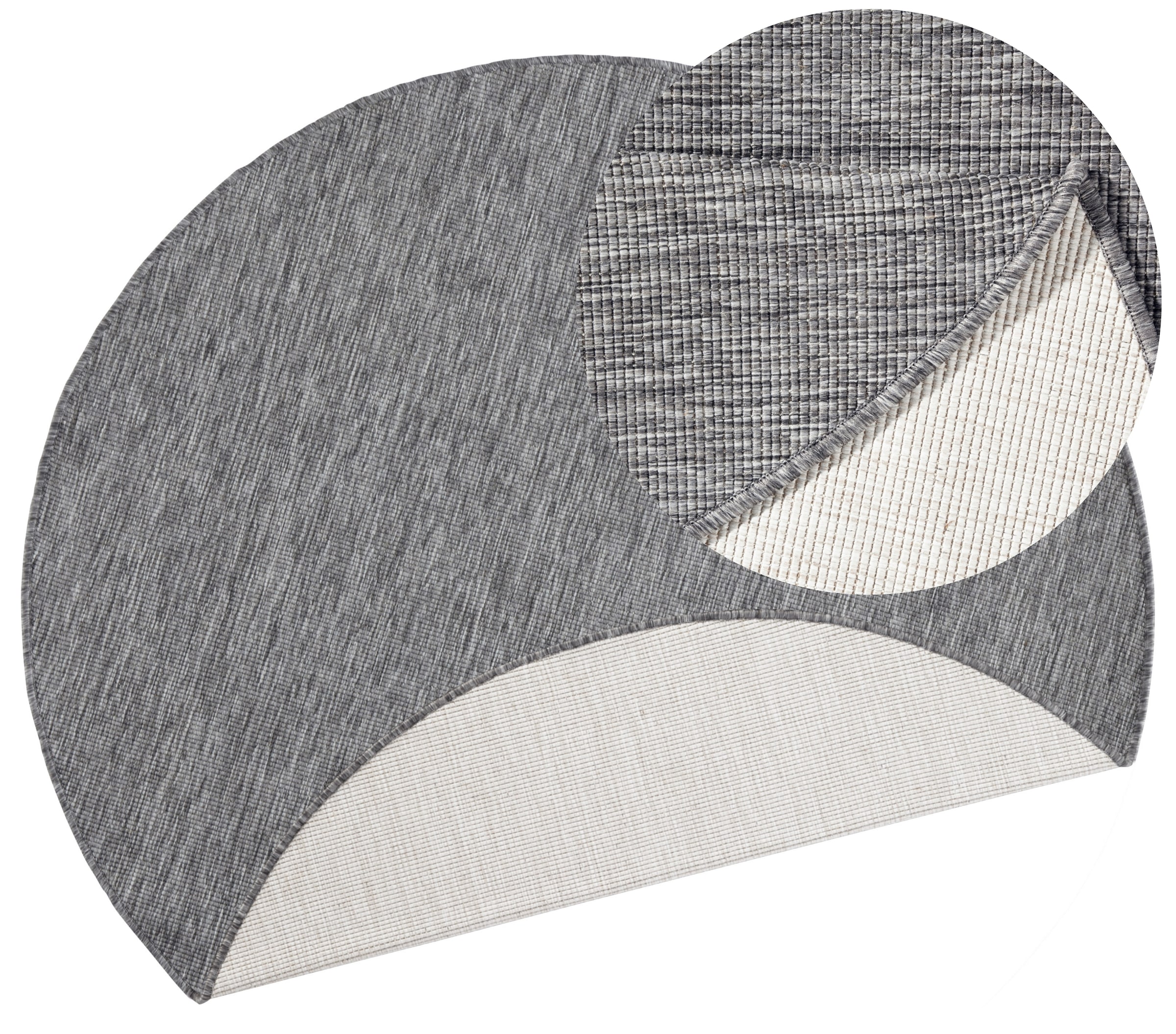 NORTHRUGS Teppich »Miami Wendeteppich«, rund, 5 mm Höhe, In-& Outdoor, Wetterfest, Balkon, Garten, Wohnzimmer, Wasserfest