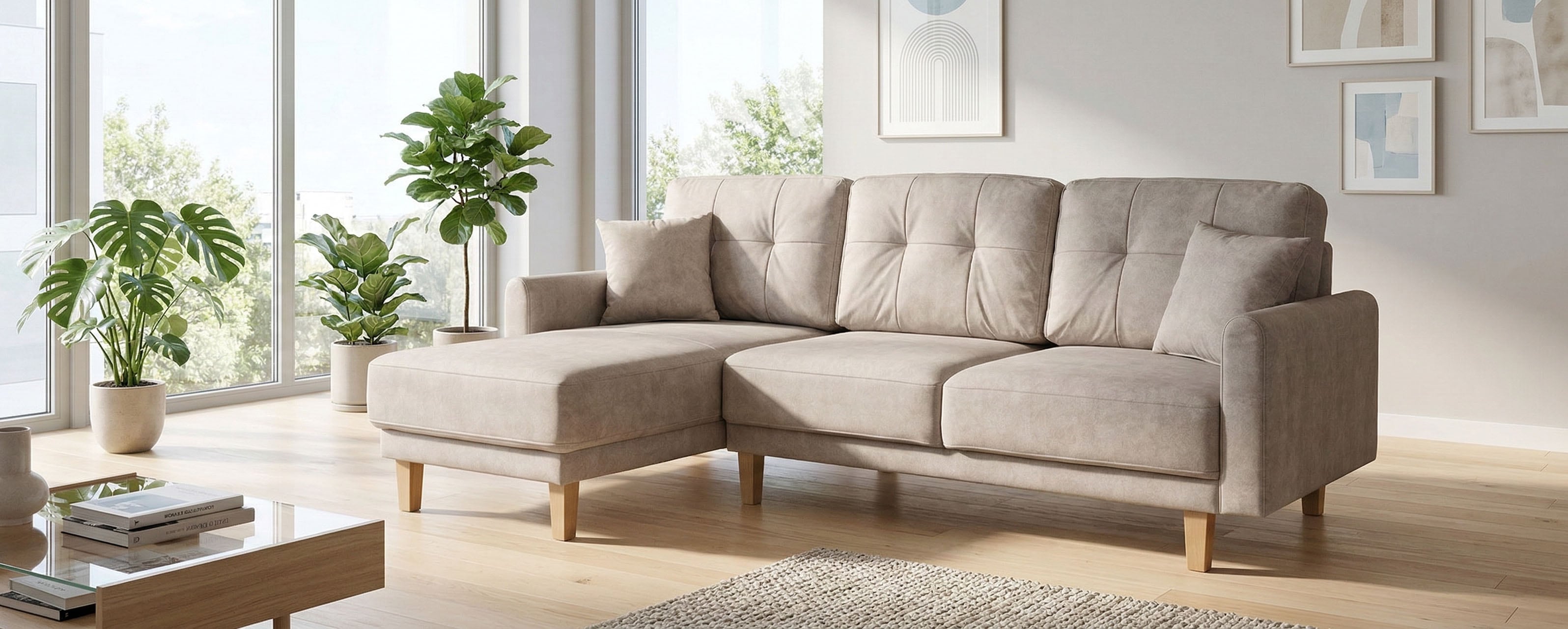 OTTO home Ecksofa "TRIPLO optionale Schlafsofa mit Bettkasten, Maße B/T/H: 234/164/89 cm" L-Form wahlweise mit Bettfunktion - Liegefläche 132x210 cm