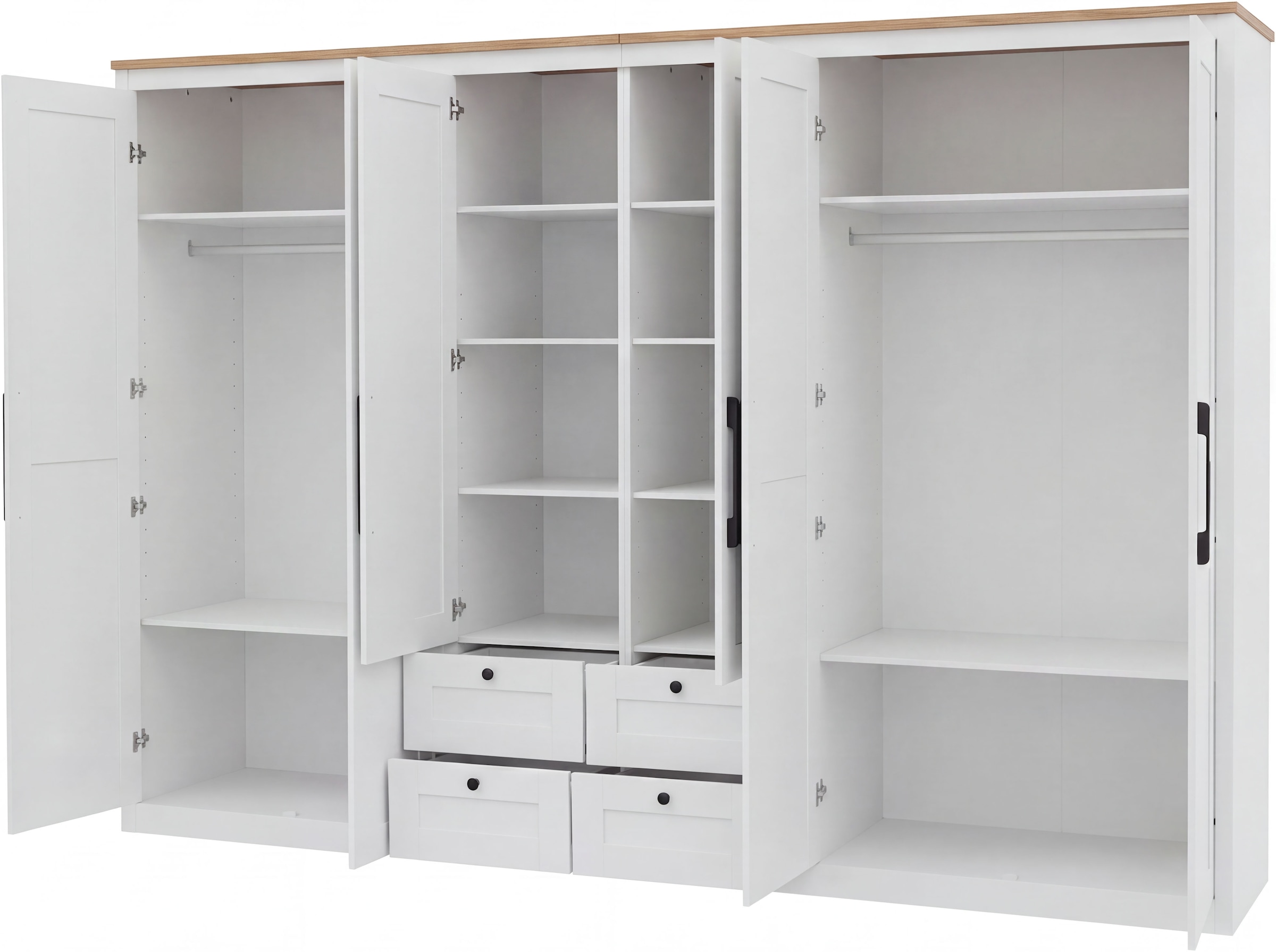 OTTO home Kleiderschrank »Büsum Schlafzimmer Schrank mit 6 Türen und Spiegel« Schlafzimmerschrank Landhaus Design Garderobe Schrank Bestseller