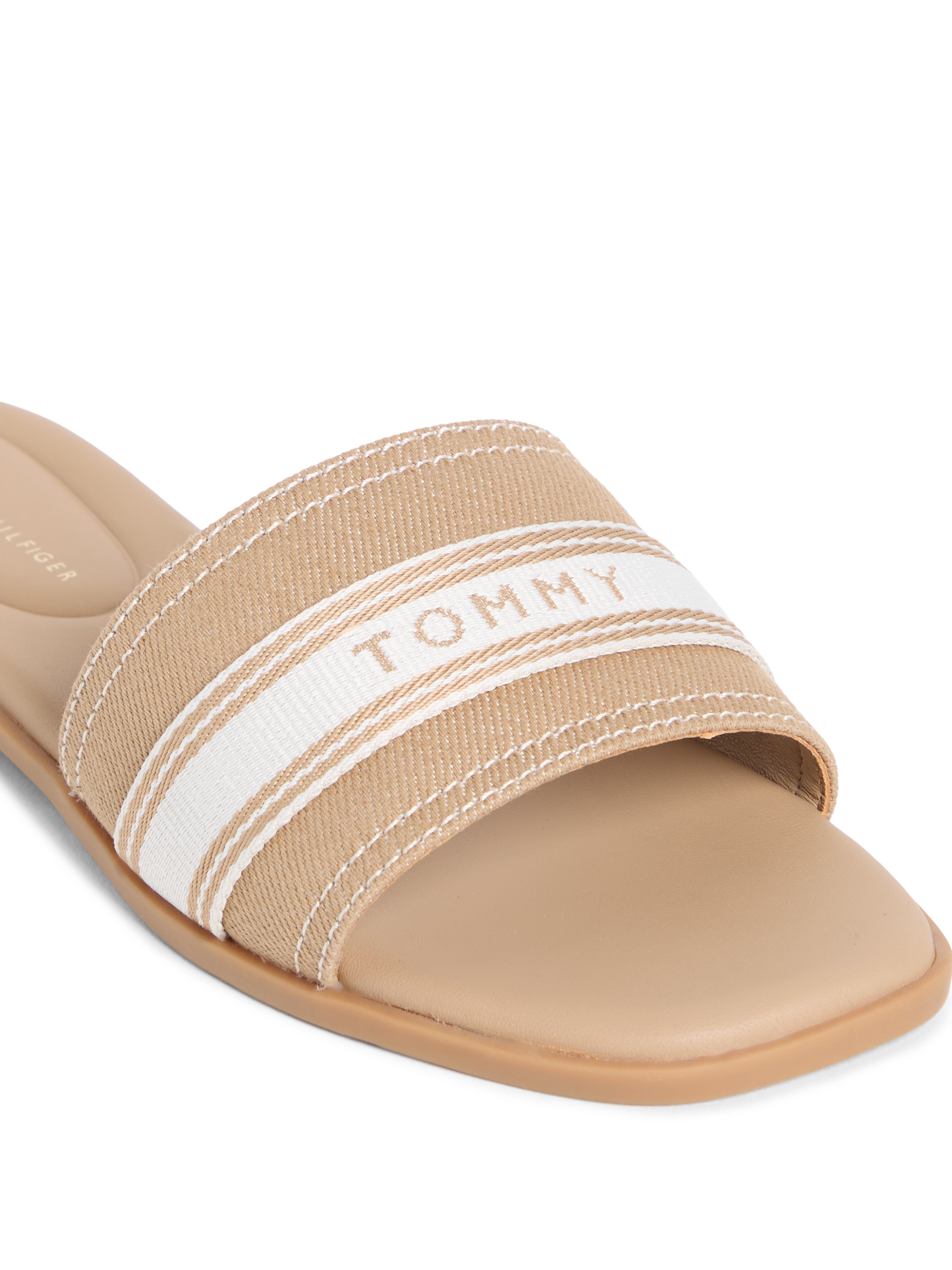 Tommy Hilfiger Pantolette "FLAT MULE WEBBING" Sommerschuh, Flats mit modisc günstig online kaufen