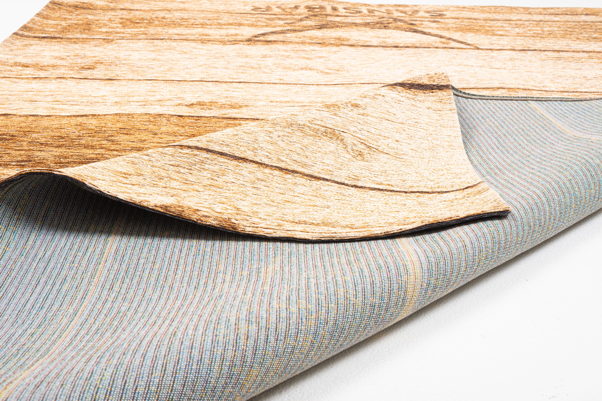 Sansibar Teppich »Keitum 009« rechteckig 3 mm Höhe Flachgewebe, Motiv Holzdielen & gekreuzte Säbel, auch in rund