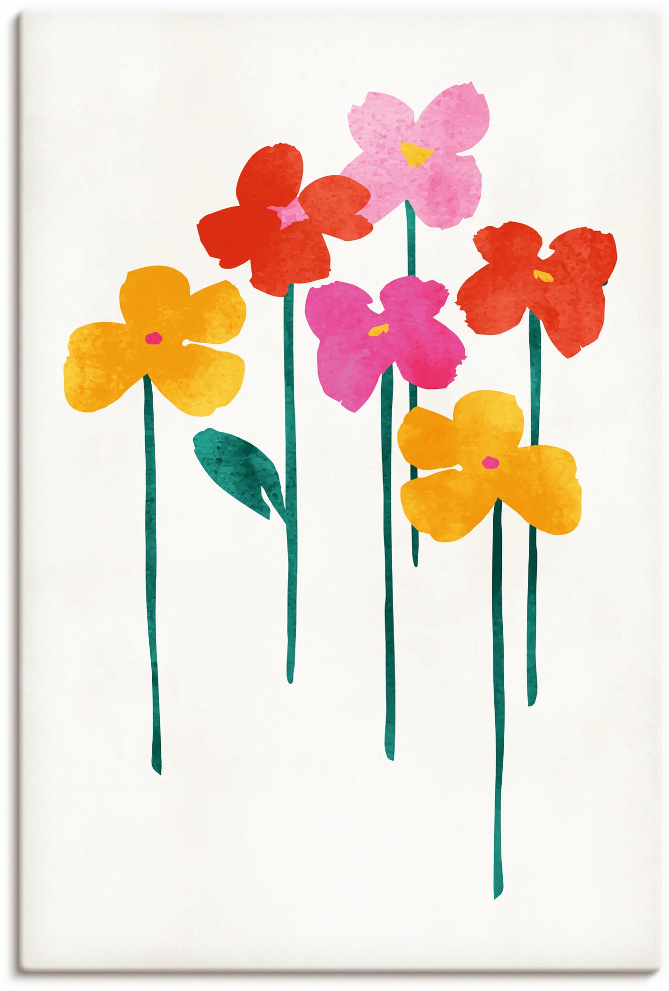 Artland Wandbild "Kleine glückliche Blumen", Blumenbilder, (1 St.), als Leinwandbild, Poster in verschied. Größen