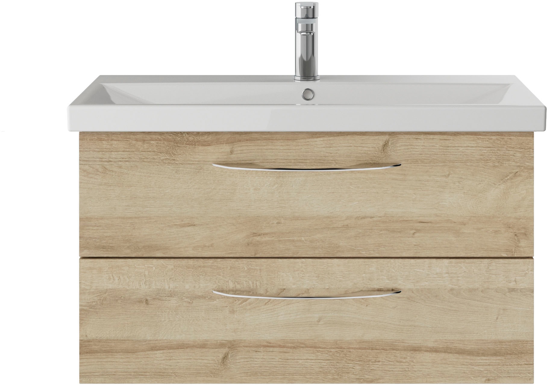 Saphir Badmöbel-Set »Serie 4035 2-teilig, Keramikwaschtisch mit LED-Spiegel, 90 cm breit«, (Set), Badezimmer-Set inkl. Türdämpfer, 2 Schubladen, Waschplatz