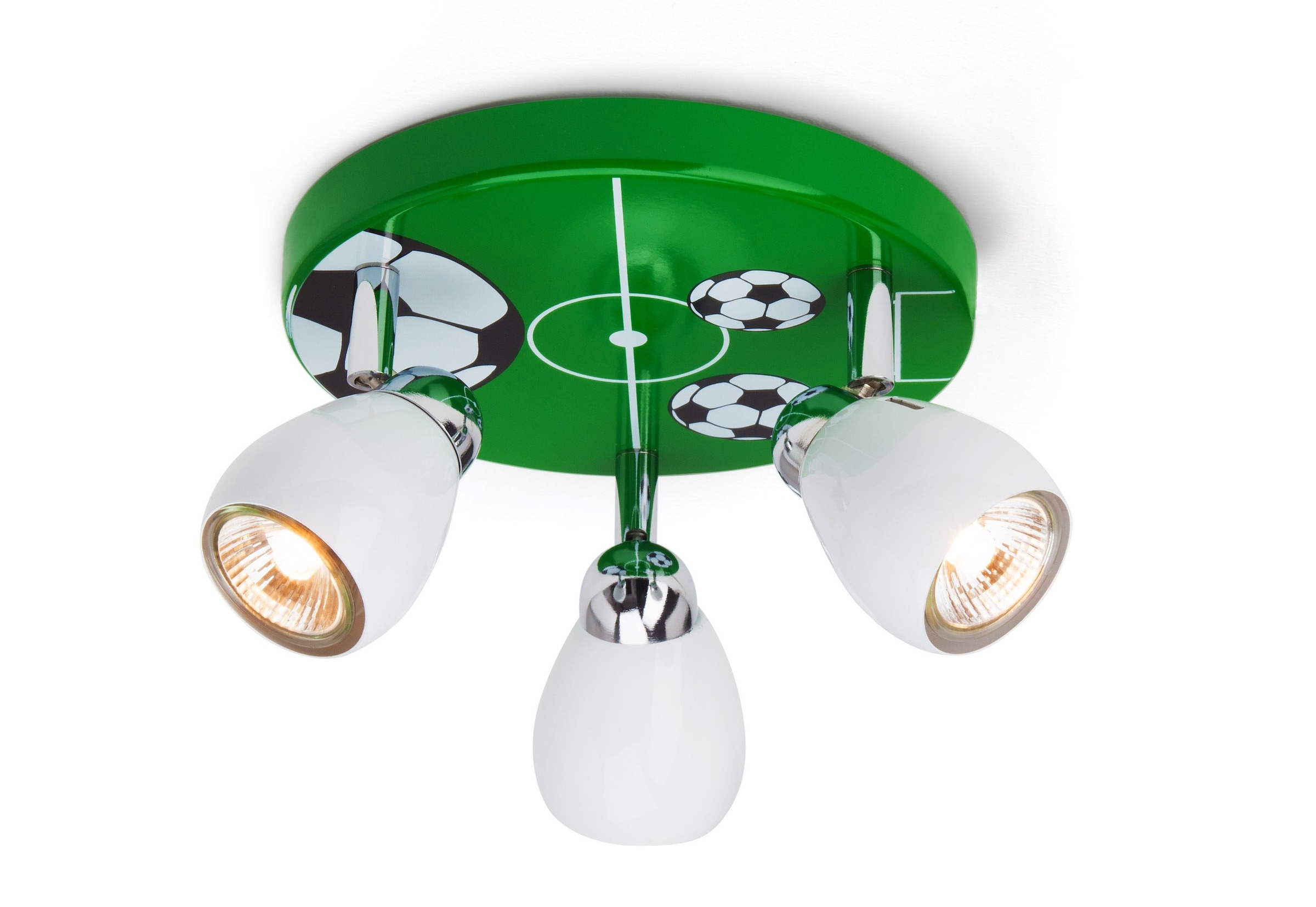 Brilliant LED Deckenstrahler »SOCCER«, 3 flammig-flammig, Spotrondell weiß/grün-schwarz-weiß, 3 x GU10 max. 3W, 11cm Höhe