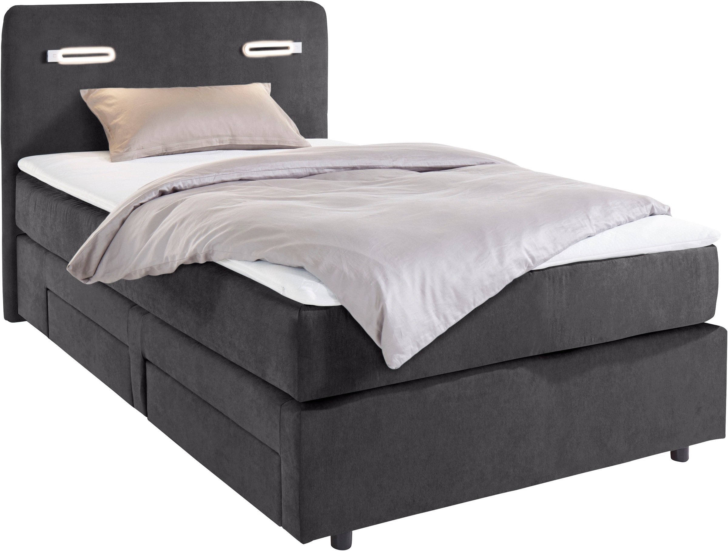 INOSIGN Boxbett »Luan«, Schubkästen, LED-Beleuchtung und Topper, in Breite 120 cm und 180 cm