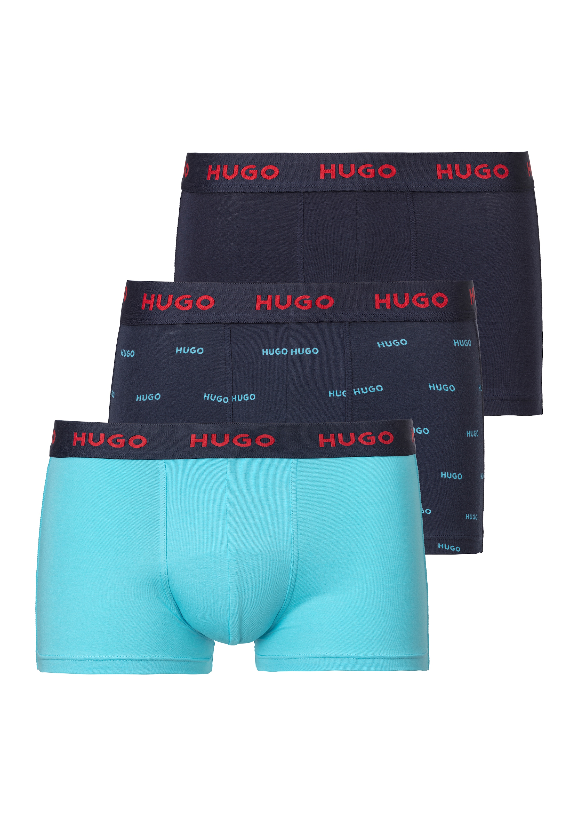HUGO Underwear Trunk "TRUNK TRIPLET DESIGN", (Packung, 3 St., 3er), mit elastischem Bund