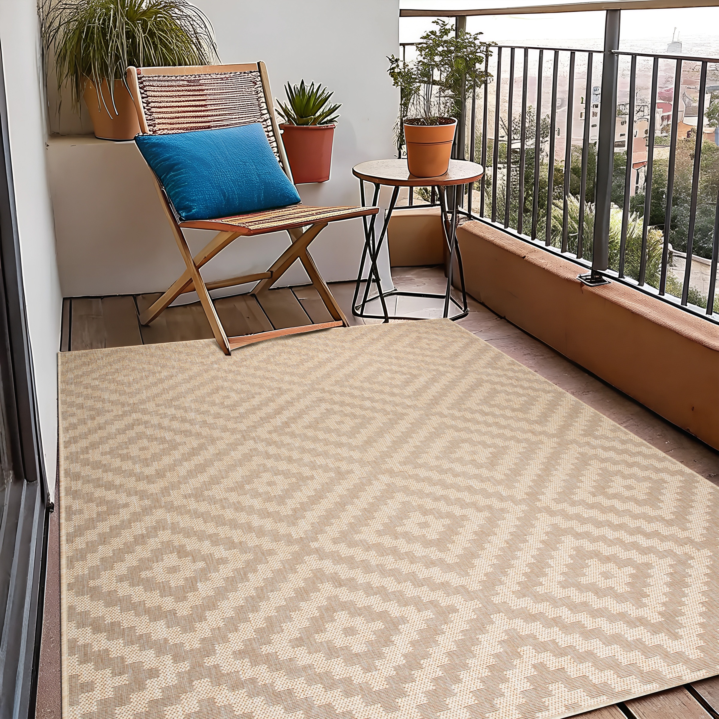 my home Teppich »Cordoba auch als Läufer erhältlich«, rechteckig, 3 mm Höhe, In- und Outdoor geeignet, Sisal-Optik, Wetterfest & UV-beständig, Boho