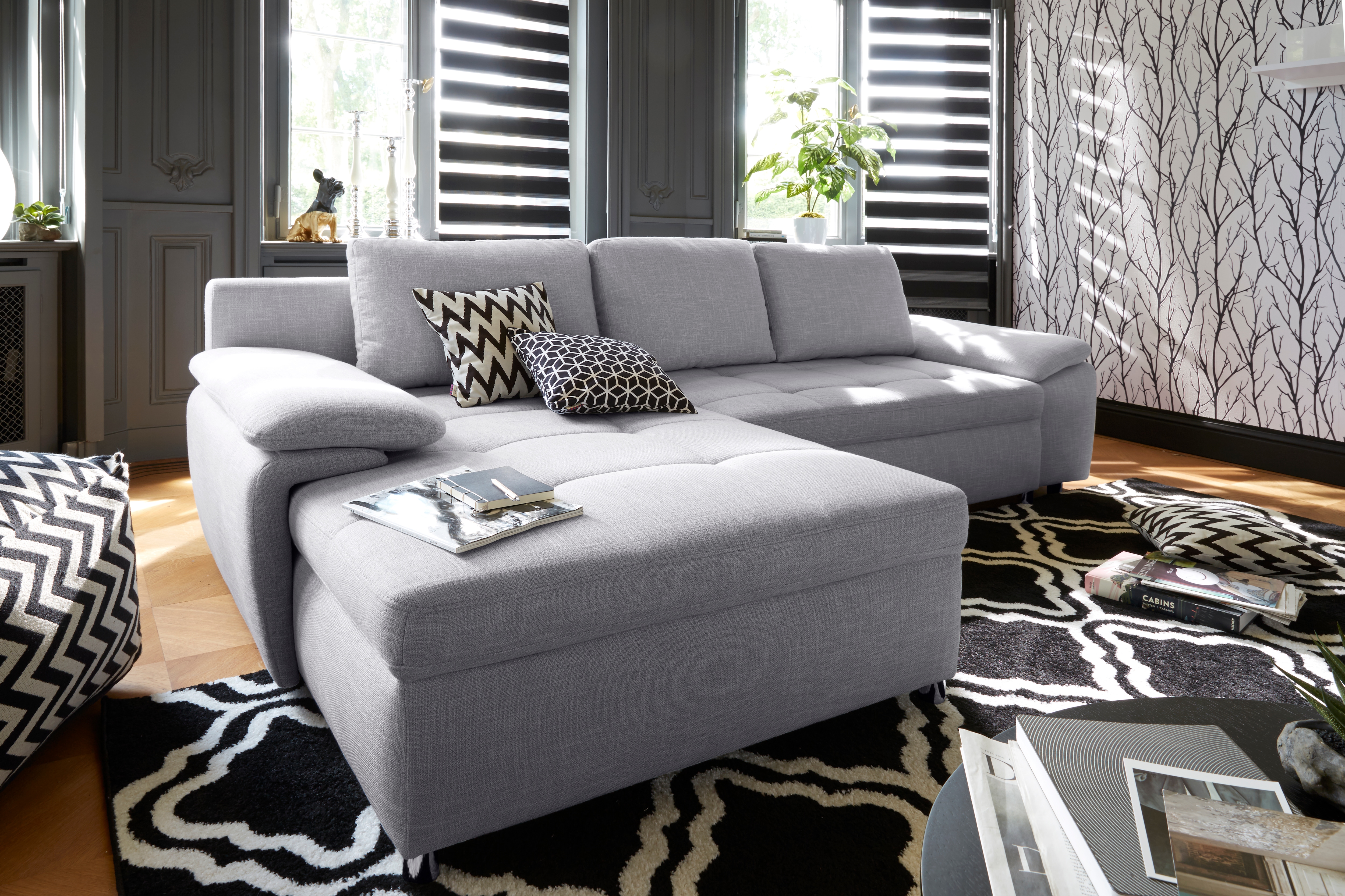 OTTO home Ecksofa "Labene, L-Form, B: 270/290 cm, Bettfunktion & Bettkasten wählbar" wahlweise mit Schlaffunktion und Bettkasten, auch als XXL-Variante