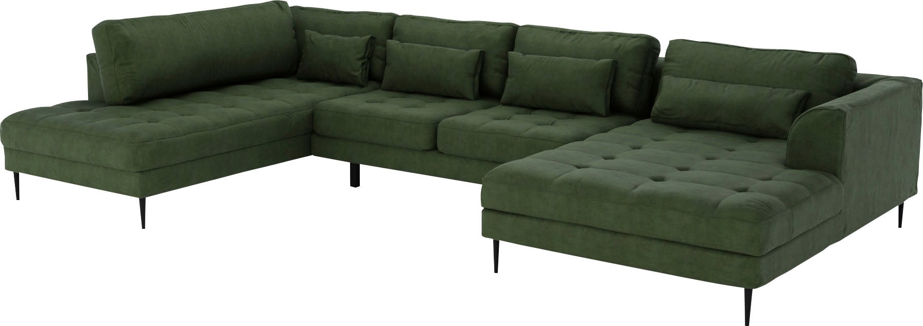 TRENDMANUFAKTUR Wohnlandschaft »Luzi, gemütliches Sofa, extra viel Platz, viele Kissen, OTTOs Choice«, Designsofa mit tollem Sitzkomfort, Metallfüße schwarz, Breite 361 cm
