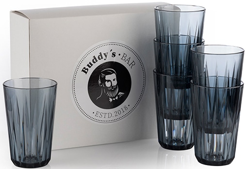 Buddy's Becher »Buddy´s Bar«, (Set, 6 tlg.), 6er Set, Tritan Kunststoff, Kristallglas-Optik, wiederverwendbar