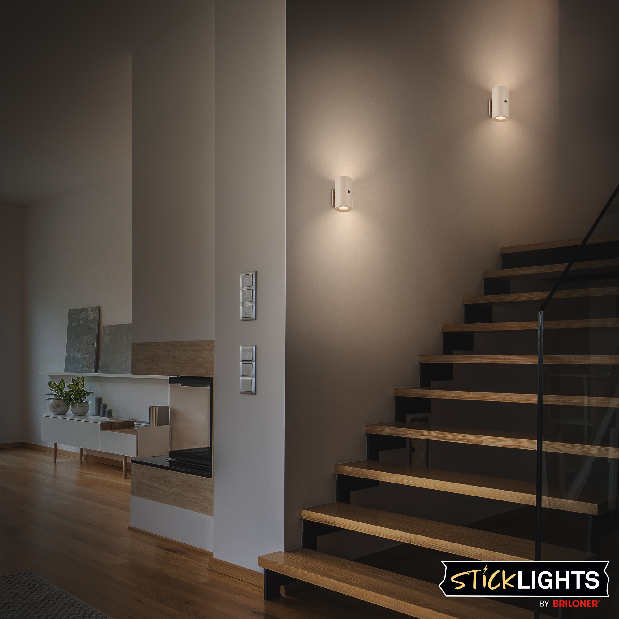 Briloner Leuchten LED Wandleuchte »ISY« LED-Modul 2 Stk. Warmweiß 6,1 x 12 cm (DxH) Beige 2 W ohne Stromanschluss Flur 2er-Set