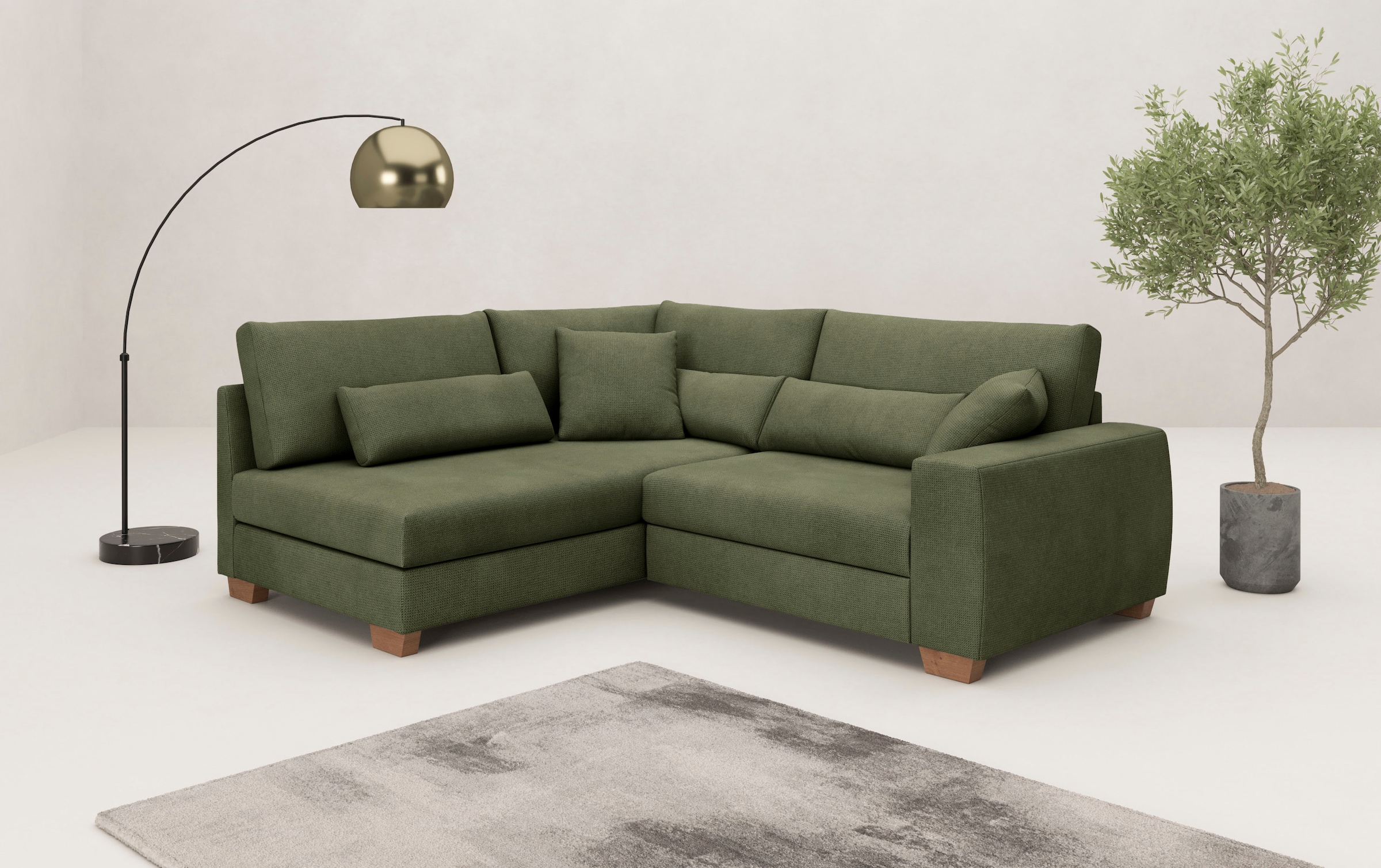 Mr. Couch Ecksofa "Hilla L-Form" Mit Federkern, wahlweise mit Bettfunktion günstig online kaufen