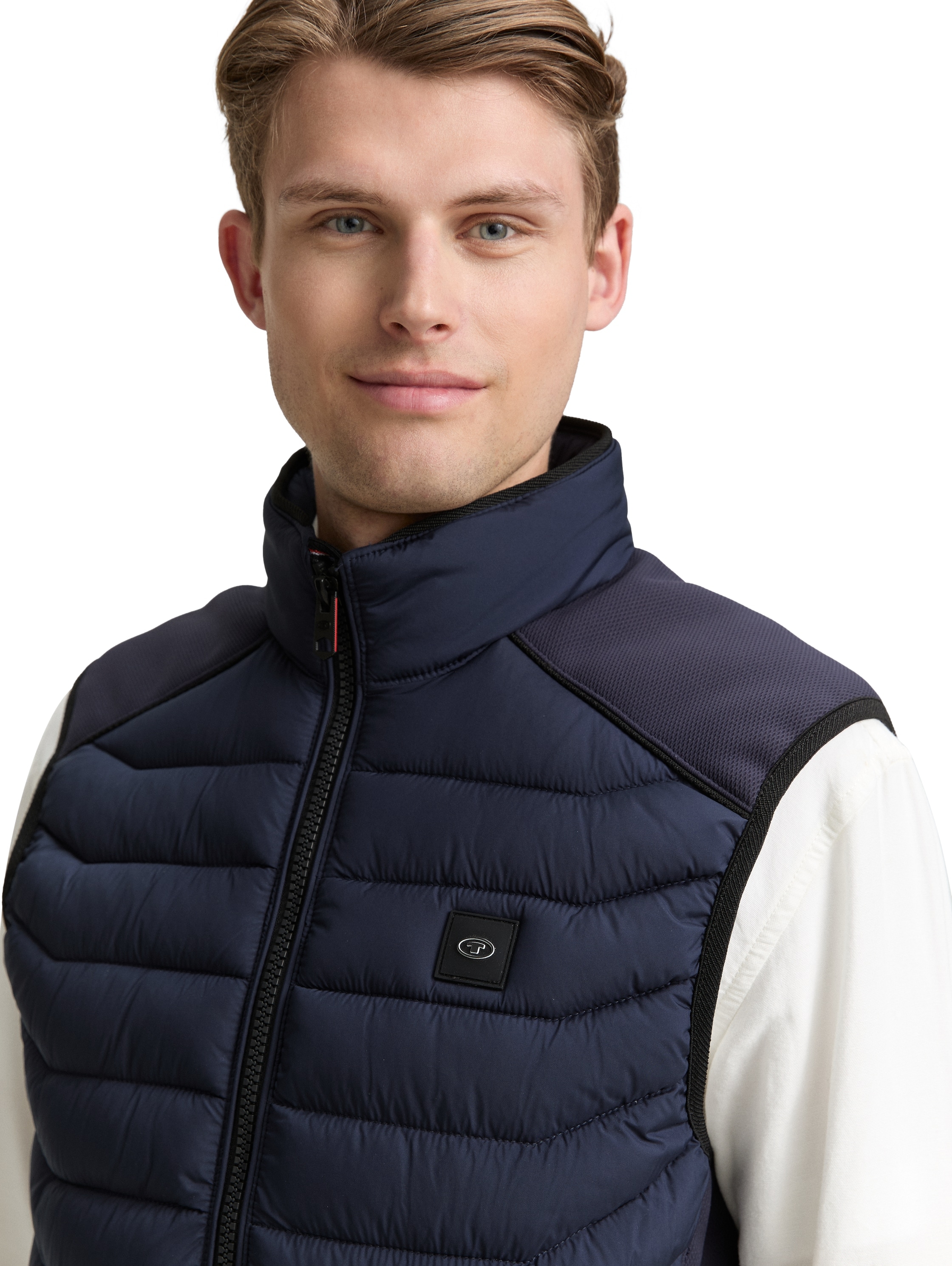 TOM TAILOR Steppweste, mit Logo Stickerei