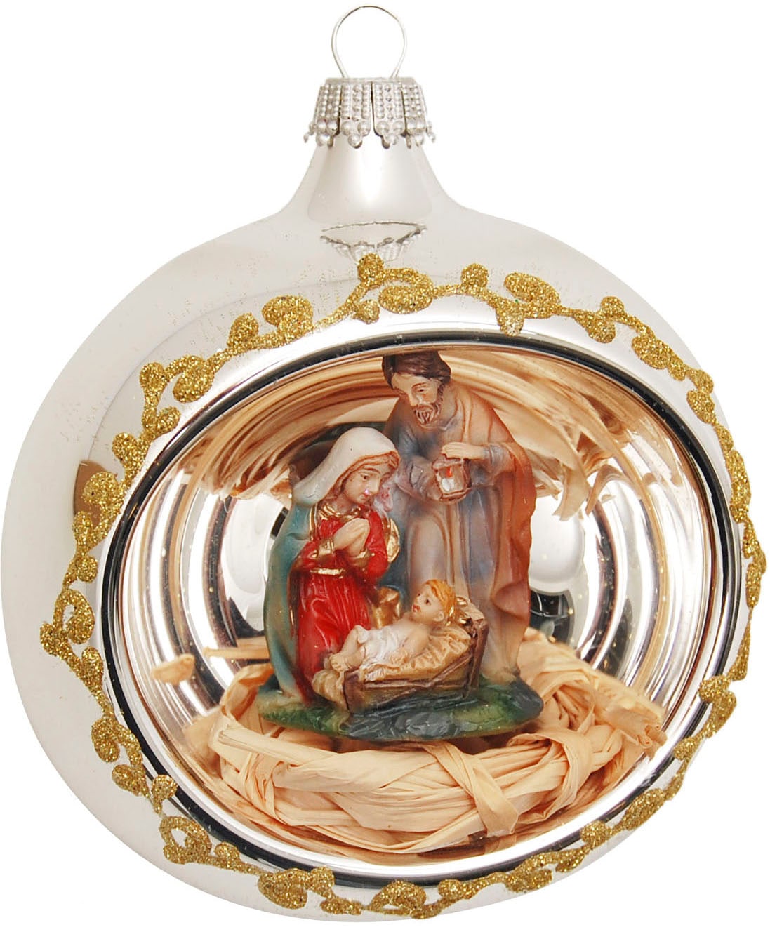 »mungeblasene Christbaumkugeln Ø | Reflex-Glaskugel cm«, Krebs Christbaumschmuck, 8 St.), Glas (1 Lauscha Weihnachtsdeko, Weihnachtsbaumkugel mit Krippenfigur, filigraner aus Glas ca. BAUR