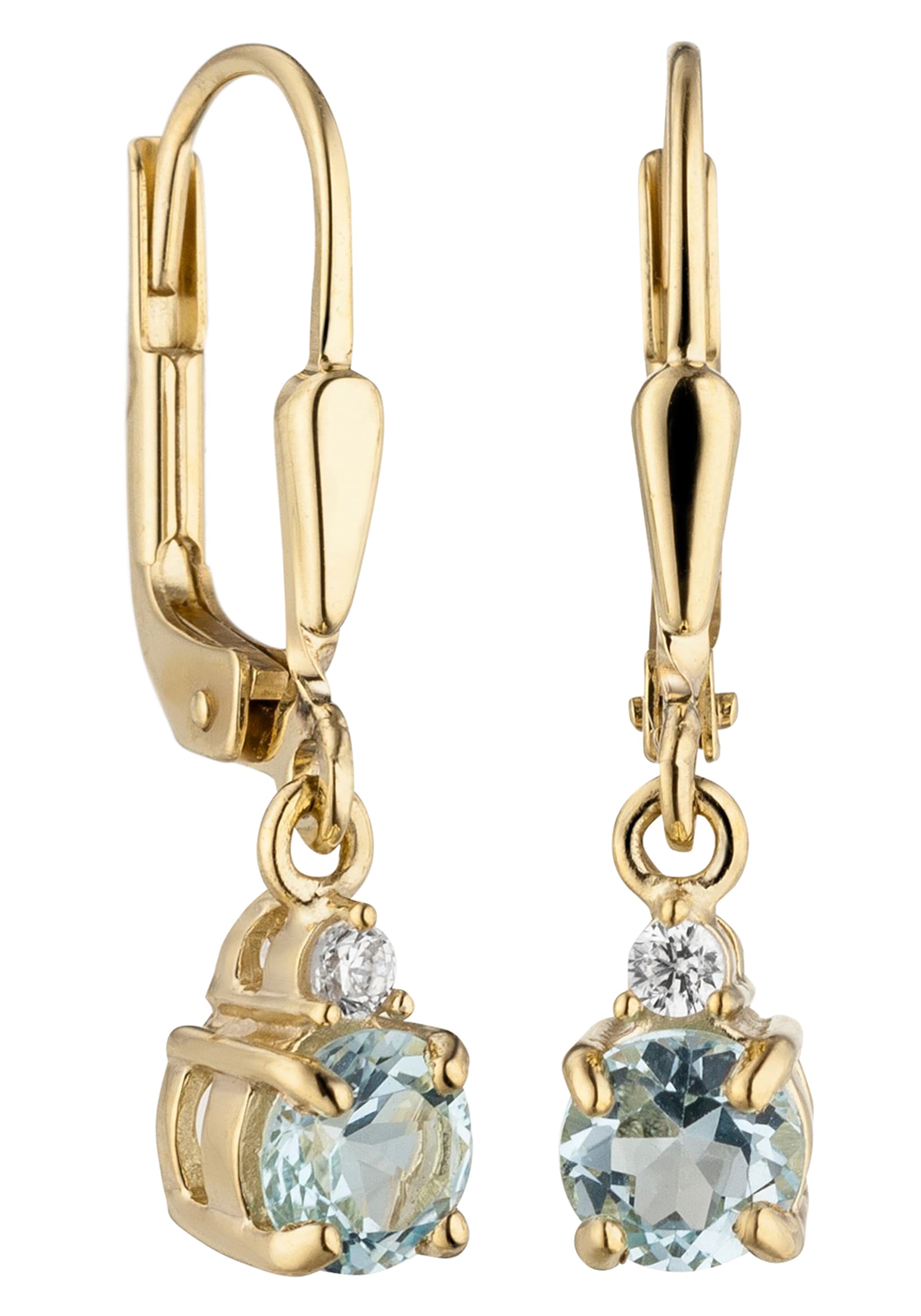 JOBO Paar Ohrhänger »Ohrringe mit Blautopas und Zirkonia«, 333 Gold
