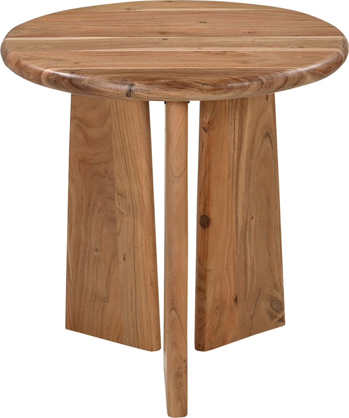 SIT Beistelltisch "Haag rund aus Akazie mit dynamischer Form & Naturholzoptik" 4 cm starke Akazienplatte mit runder Form & abgerundeten Kanten
