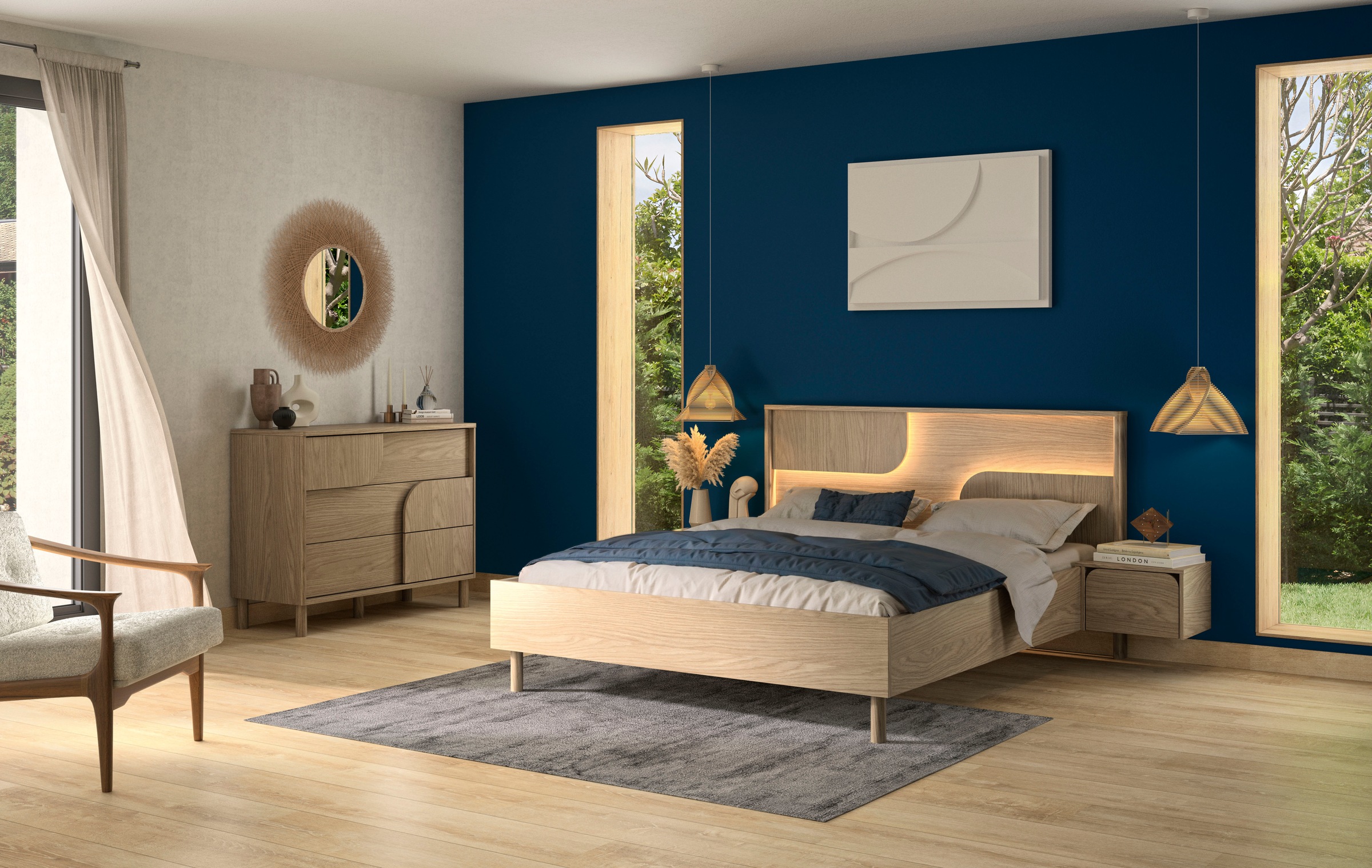 Gami Einzelbett »Galys Bett 160 x 200«, mit LED beleuchtetem Kopfteil, ohne Matratze