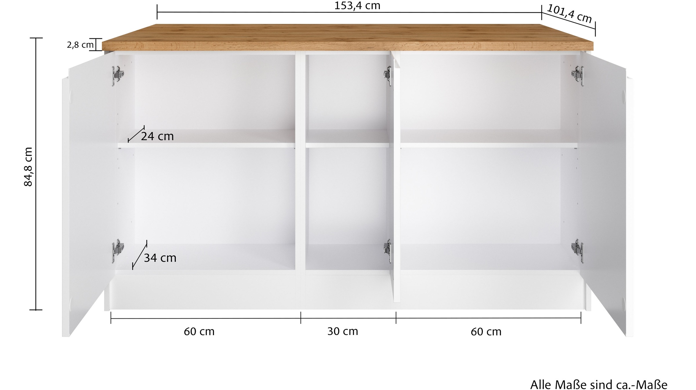 KOCHSTATION Kücheninsel »KS-Virginia« Breite 153 cm, MDF-Fronten, Flaschenregal