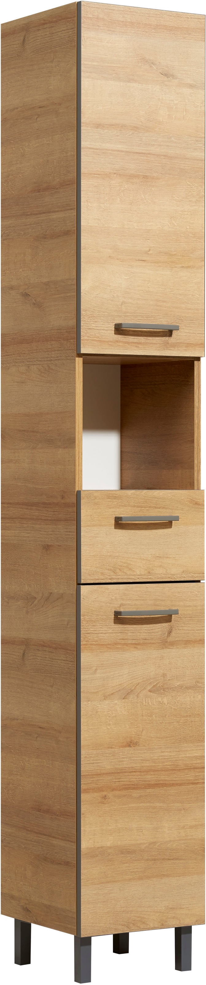 Saphir Badmöbel-Set »Quickset 919 5-teilig, Waschbeckenunterschrank mit LED-Spiegel«, (5 St.), Hochschrank, Unterschrank, Hängeschrank, inkl. Türdämpfer, 6 Türen
