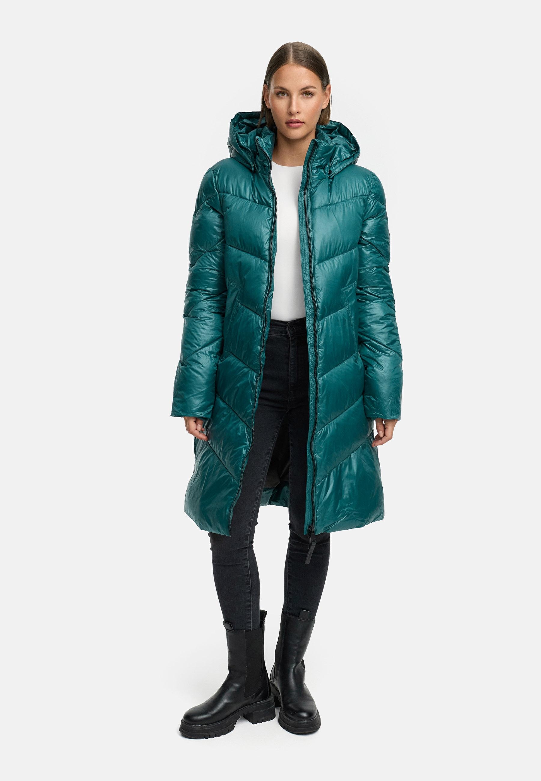 Ragwear Wintermantel »Rebelka Shiny« Glänzender Winter Steppmantel mit Kapuze