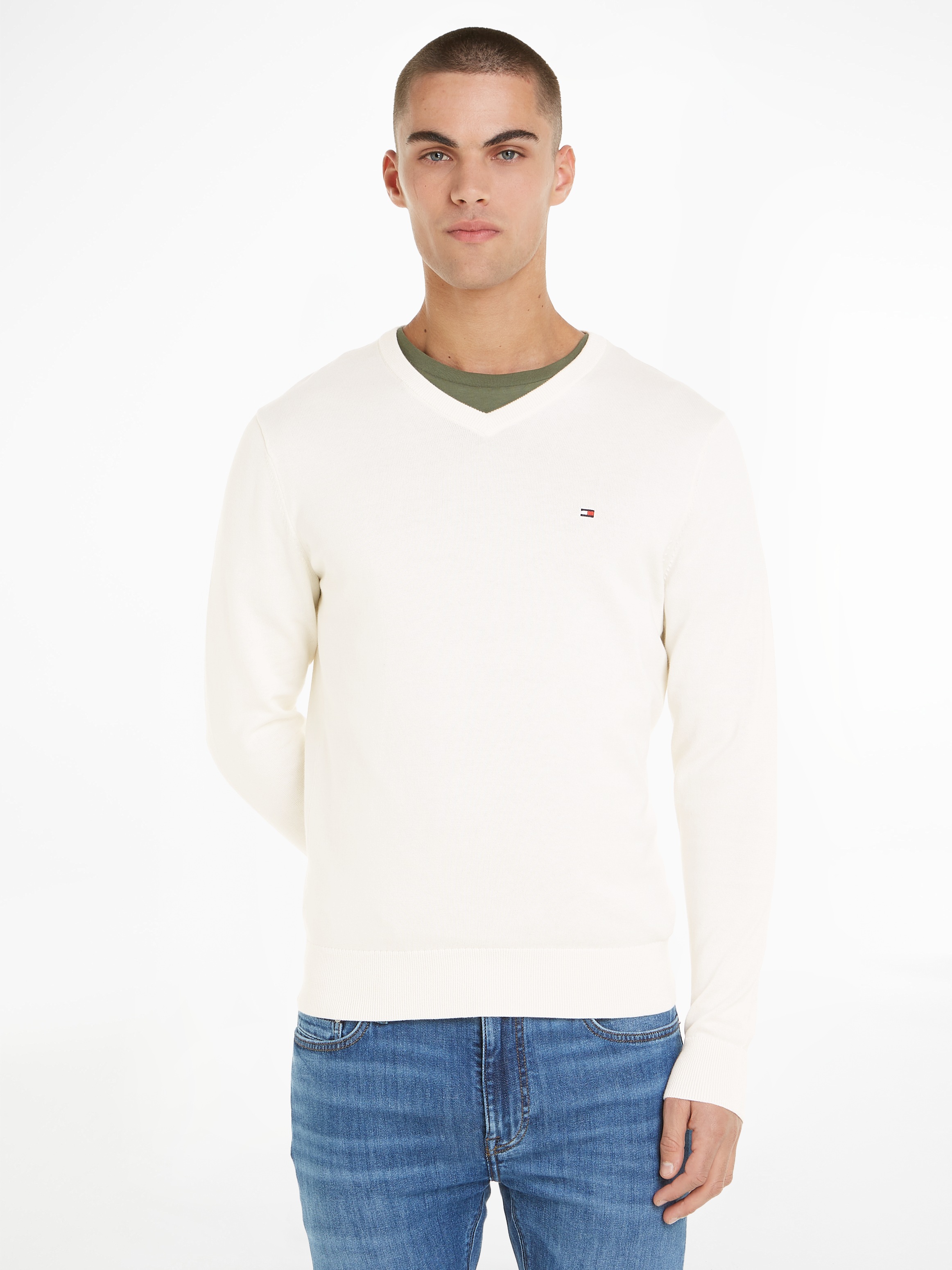 Tommy Hilfiger Strickpullover »ESSENTIAL COTTON V NECK«