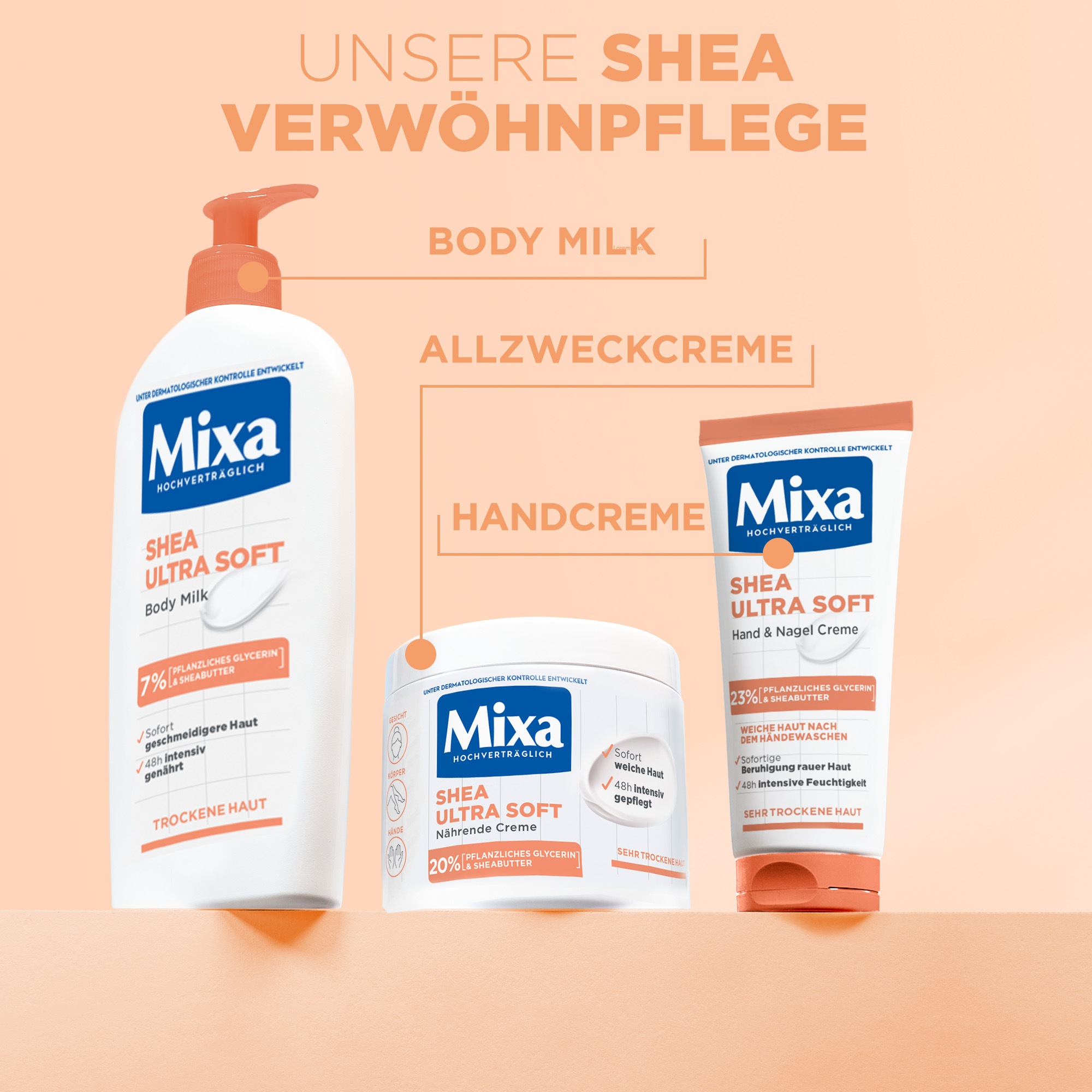 Mixa Körpercreme »Mixa Shea Ultra Soft«, mit hoher Wirksamkeit