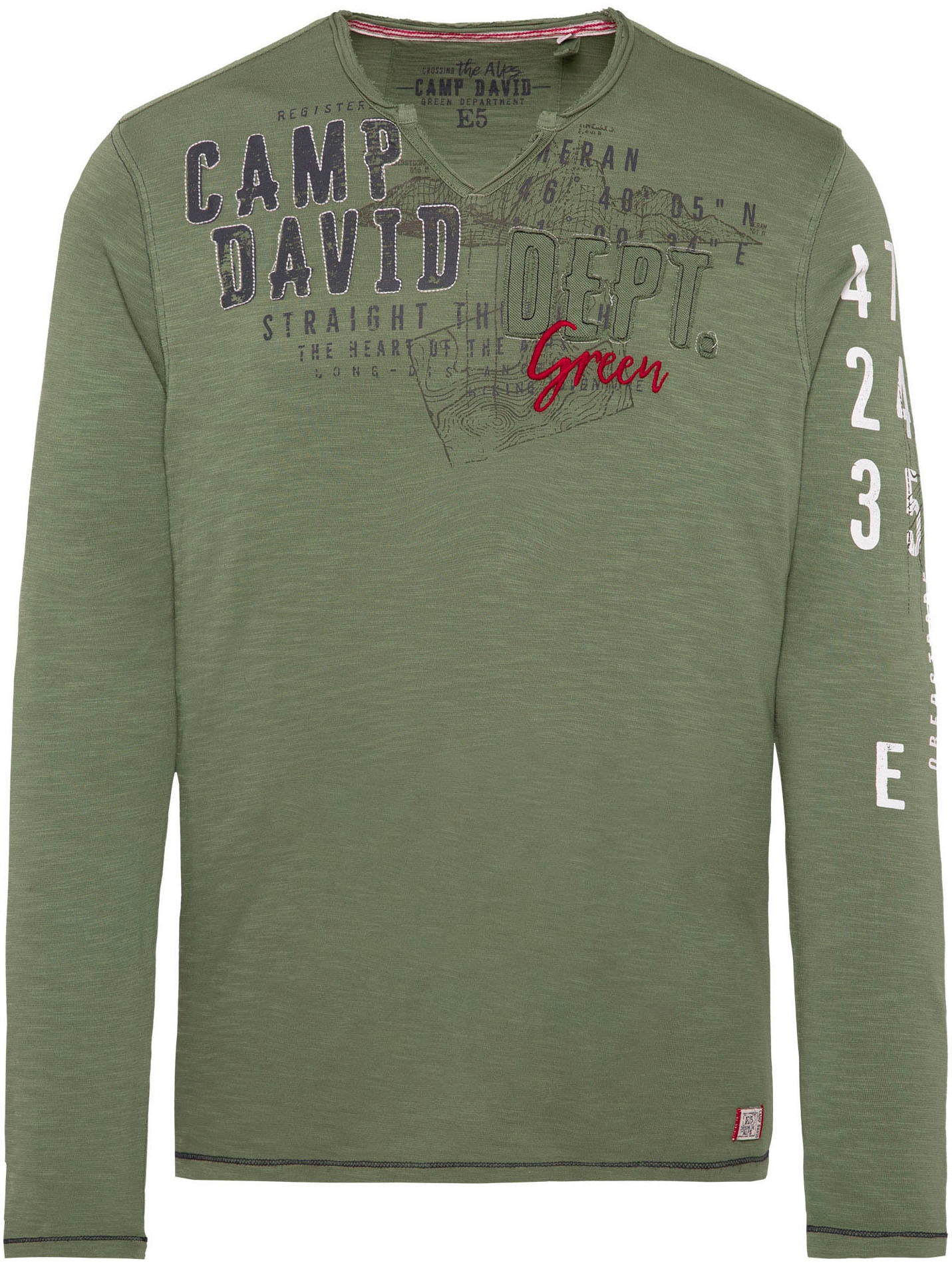CAMP DAVID Langarmshirt, mit offenen Kanten