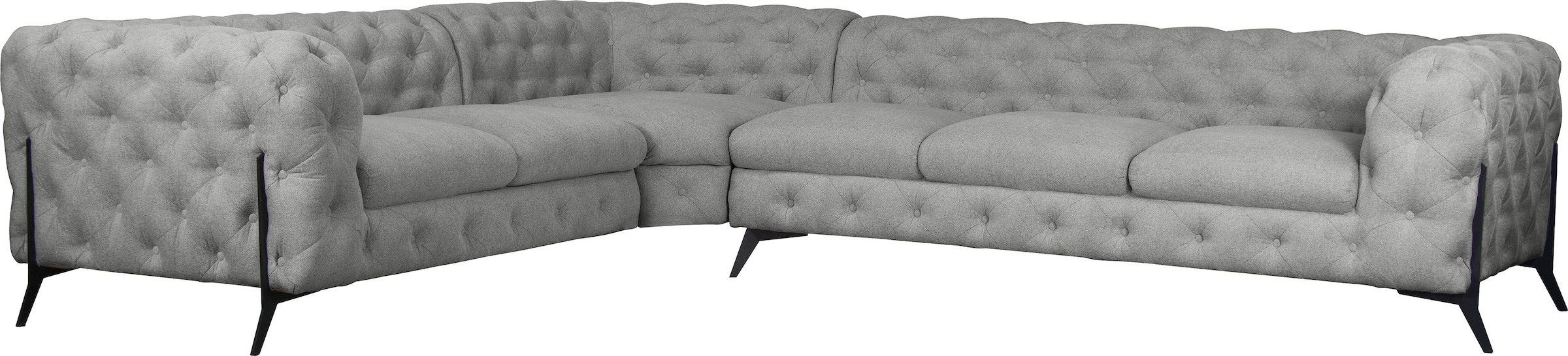 Leonique Chesterfield-Sofa "Amaury L-Form", großes Ecksofa, Chesterfield-Optik, Breite 323 cm, Fußfarbe wählbar