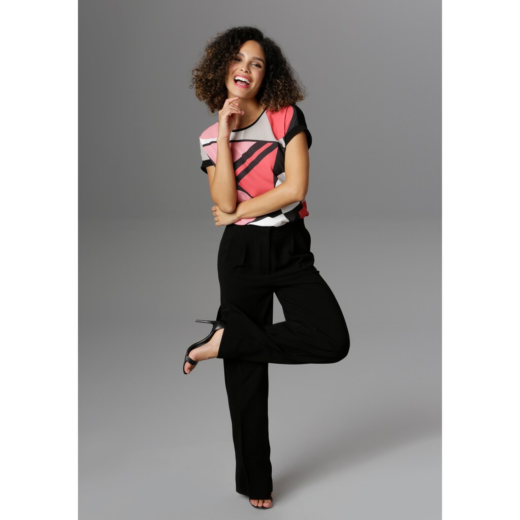 Damenmode Shirts & Sweatshirts Aniston SELECTED Blusenshirt, im Material-Mix schwarz-grau-offwhite-rosé-rot Damenmode Shirts & Sweatshirts Aniston SELECTED Blusenshirt, im Material-Mix schwarz-grau-offwhite-rosé-rot