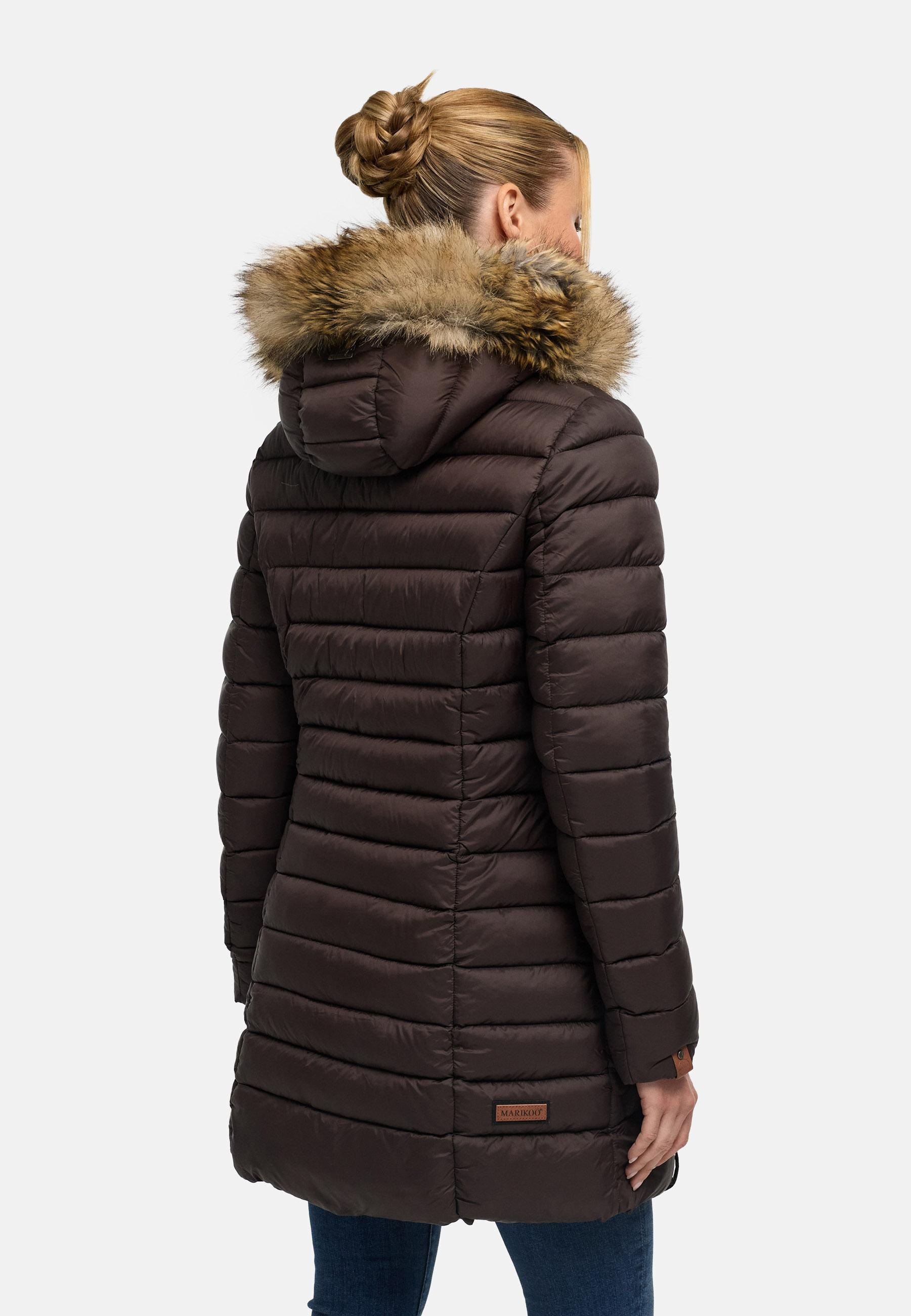 Marikoo Steppmantel »Rose-Stepp« zeitloser Winterparka mit großer Kunstfellkapuze