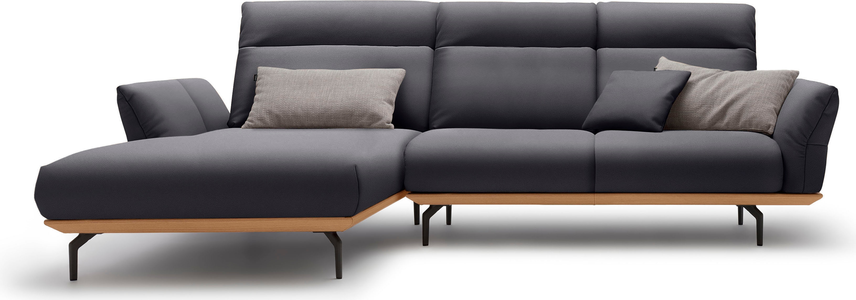 Creation BY ROLF BENZ Ecksofa "CR.460 Designsofa mit verstellbarer Rückenlehne, hochwertig & bequem" Sockel in Eiche, Alugussfüße in umbragrau, Breite 298 cm