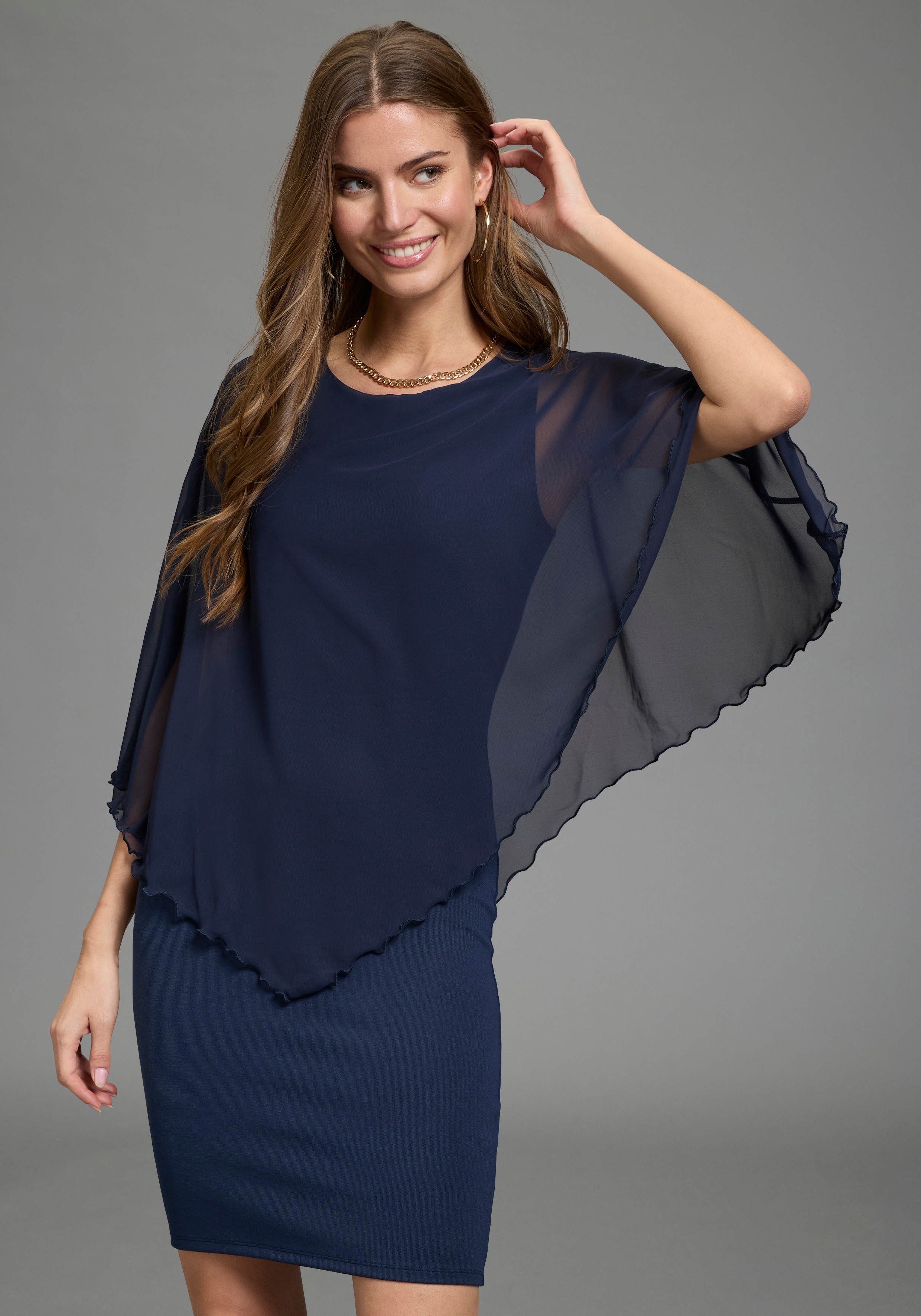 Thumbnail - Laura Scott Abendkleid für festliche Anlässe, aus Milano Rib und Chiffon, elastisch