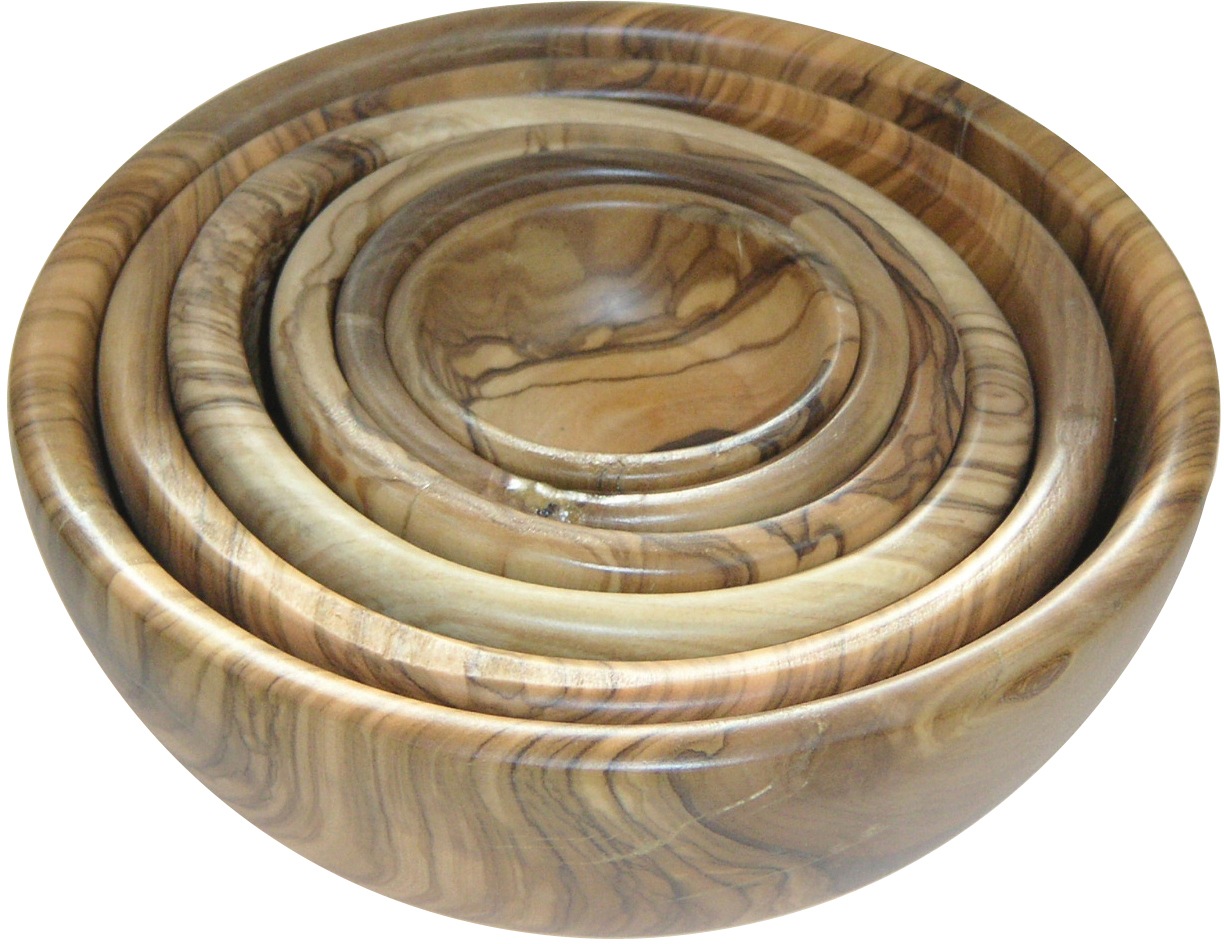 BERARD FRANCE 1892 Schüssel 6 Stk. aus Massivholz Olivenholz, Ø 5-17 cm, handgefertigt